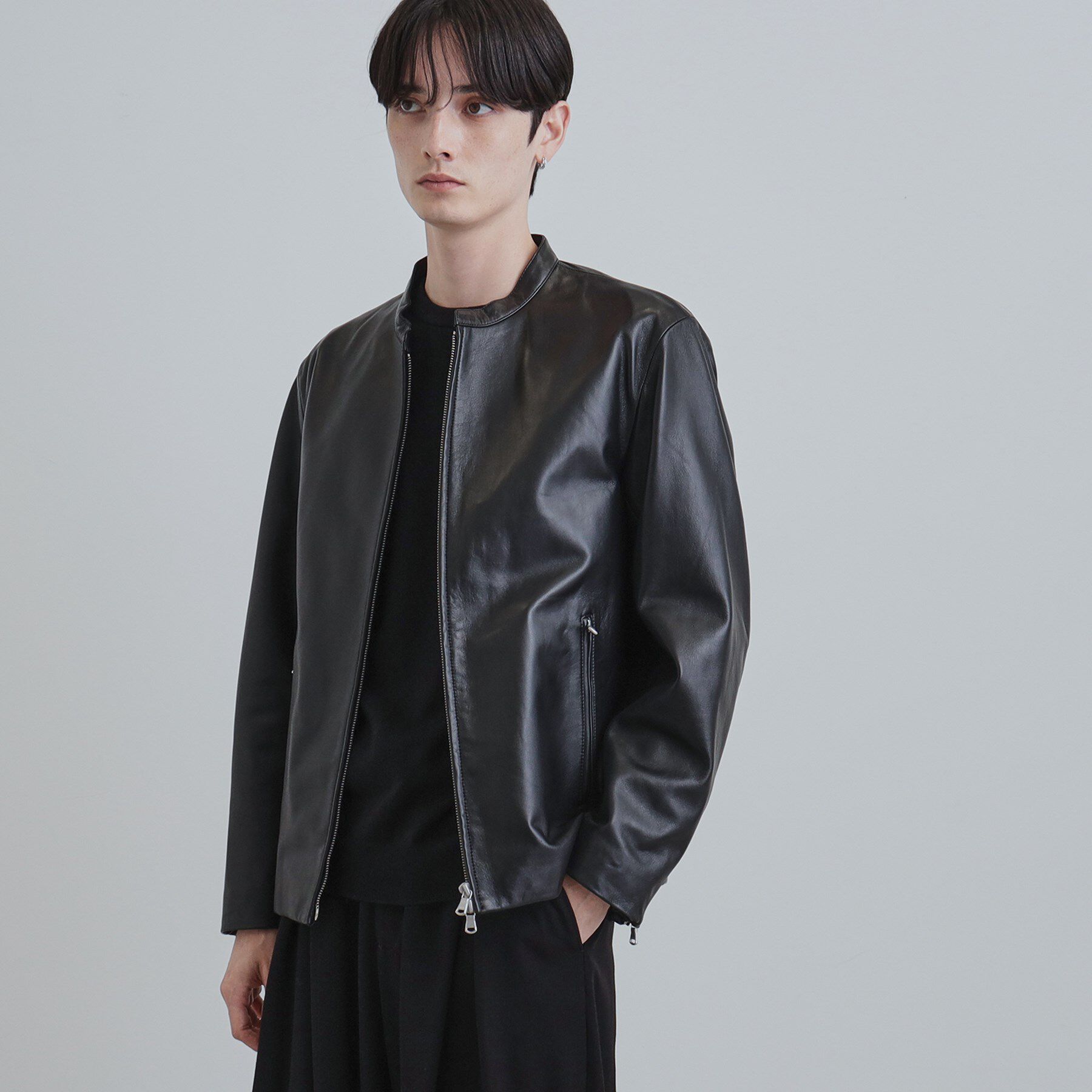 tk.TAKEO KIKUCHI「【本革】ラムレザーシングルライダース」|ブルゾン・スタジャン|ブラック(019)