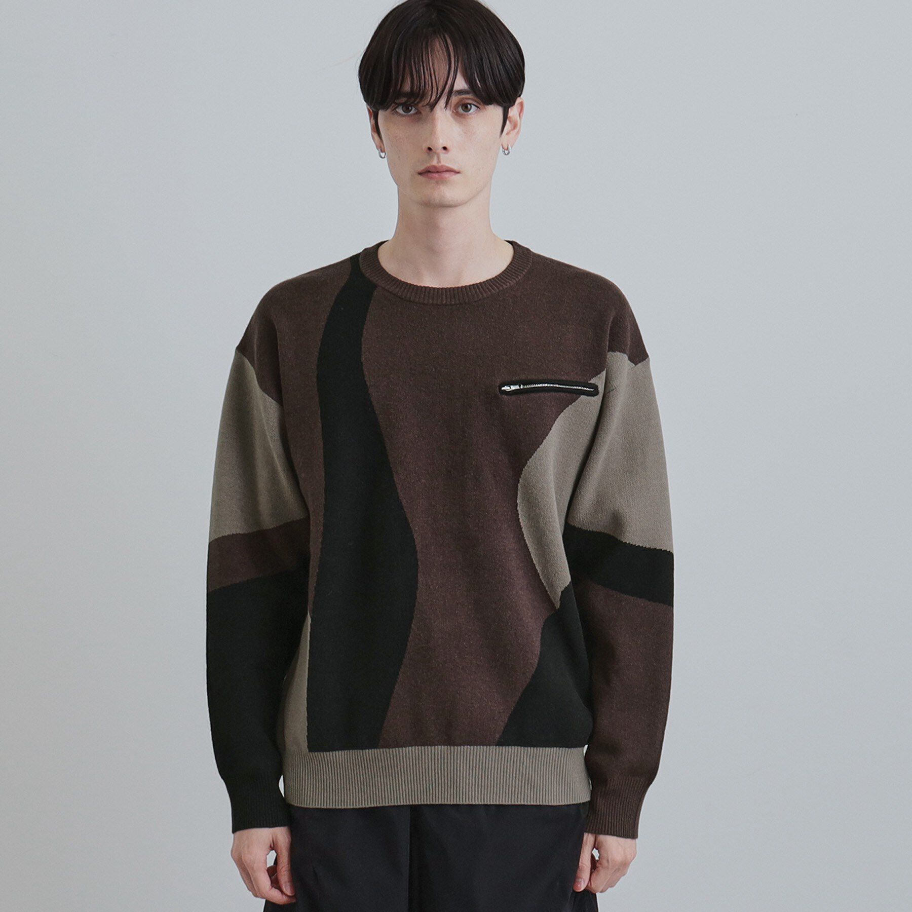 tk.TAKEO KIKUCHI「カラースキーム胸ZIPニット」|ニット・セーター|