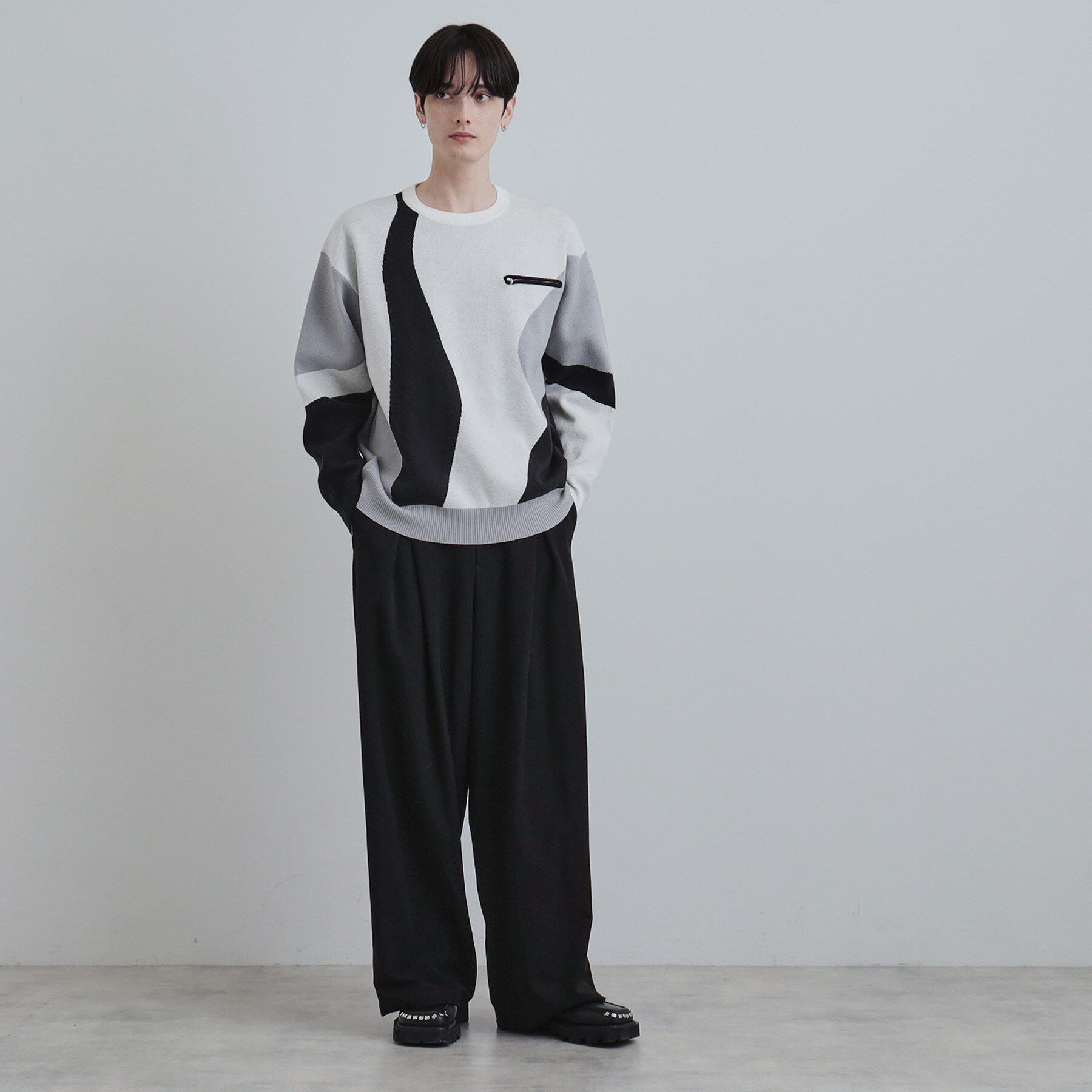 tk.TAKEO KIKUCHI「カラースキーム胸ZIPニット」|ニット・セーター|