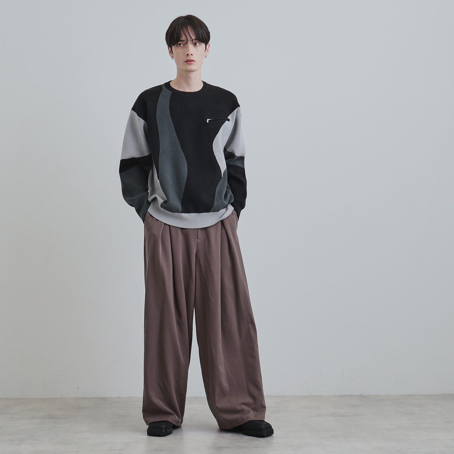 tk.TAKEO KIKUCHI「カラースキーム胸ZIPニット」|ニット・セーター|