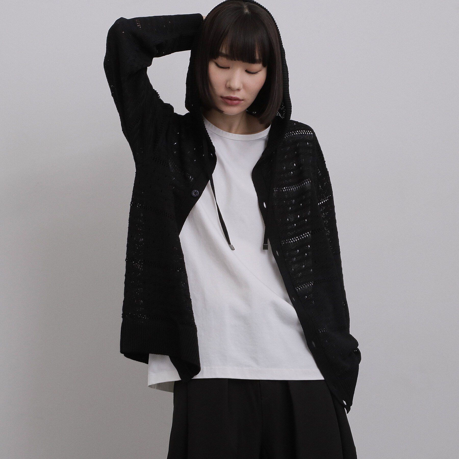 tk.TAKEO KIKUCHI「パターンドメッシュニットパーカー」|ニット・セーター|