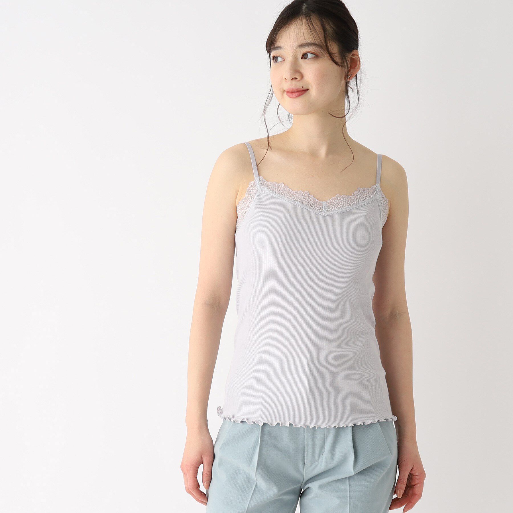 index「丸胴編み レースキャミソール」|キャミソール|