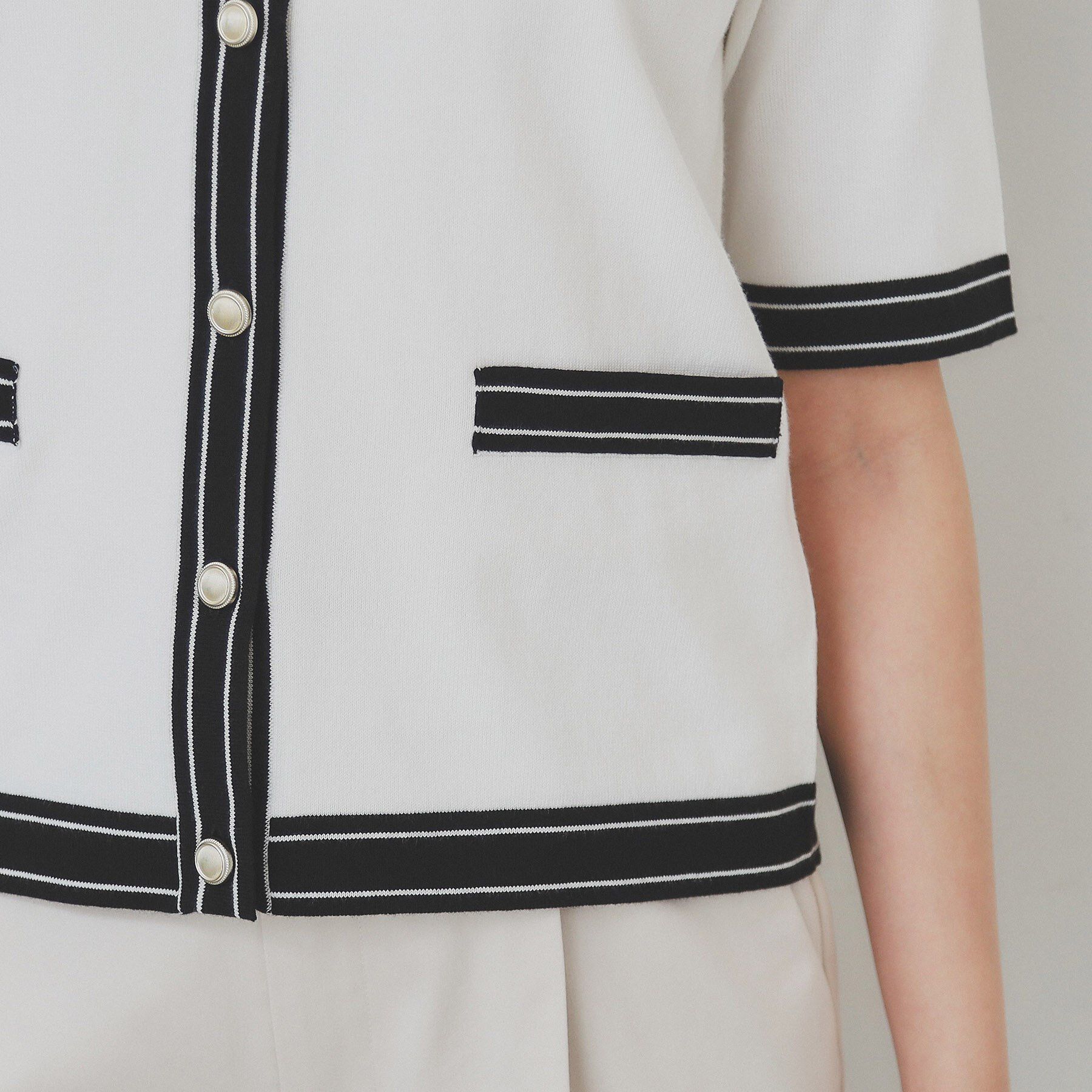 index「バイカラークルーネックカーディガン/オーガニックコットン混【UV/洗濯機洗い可】」|カーディガン|