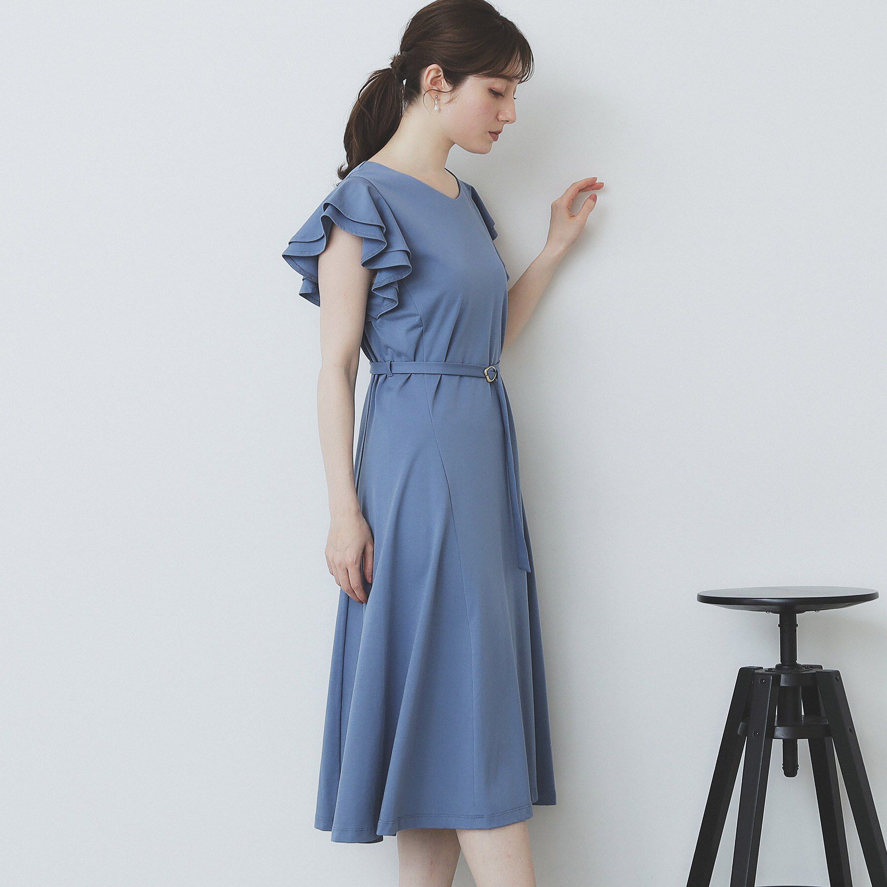 index「《5色展開/S-LLサイズ》シルケットVネックフレアワンピース【接触冷感/UVケア/洗濯機洗い可】」|ワンピース|