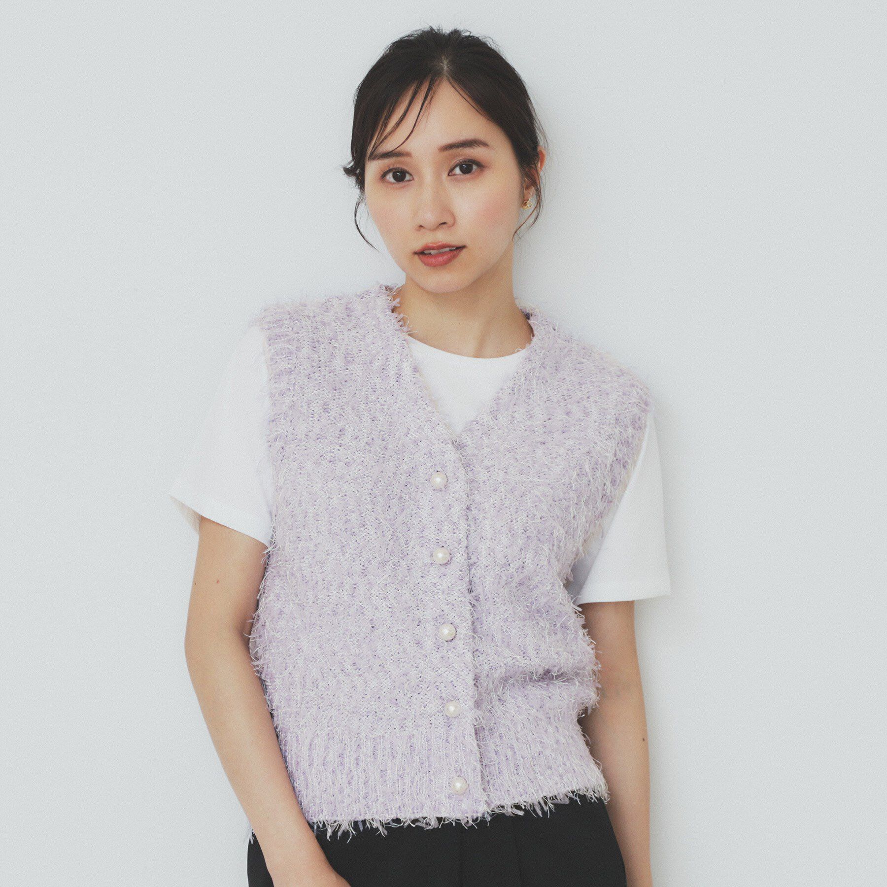 index「《Can Cam掲載》フリンジシャギーコンパクトベスト【洗濯機洗い可】」|ベスト・ジレ|