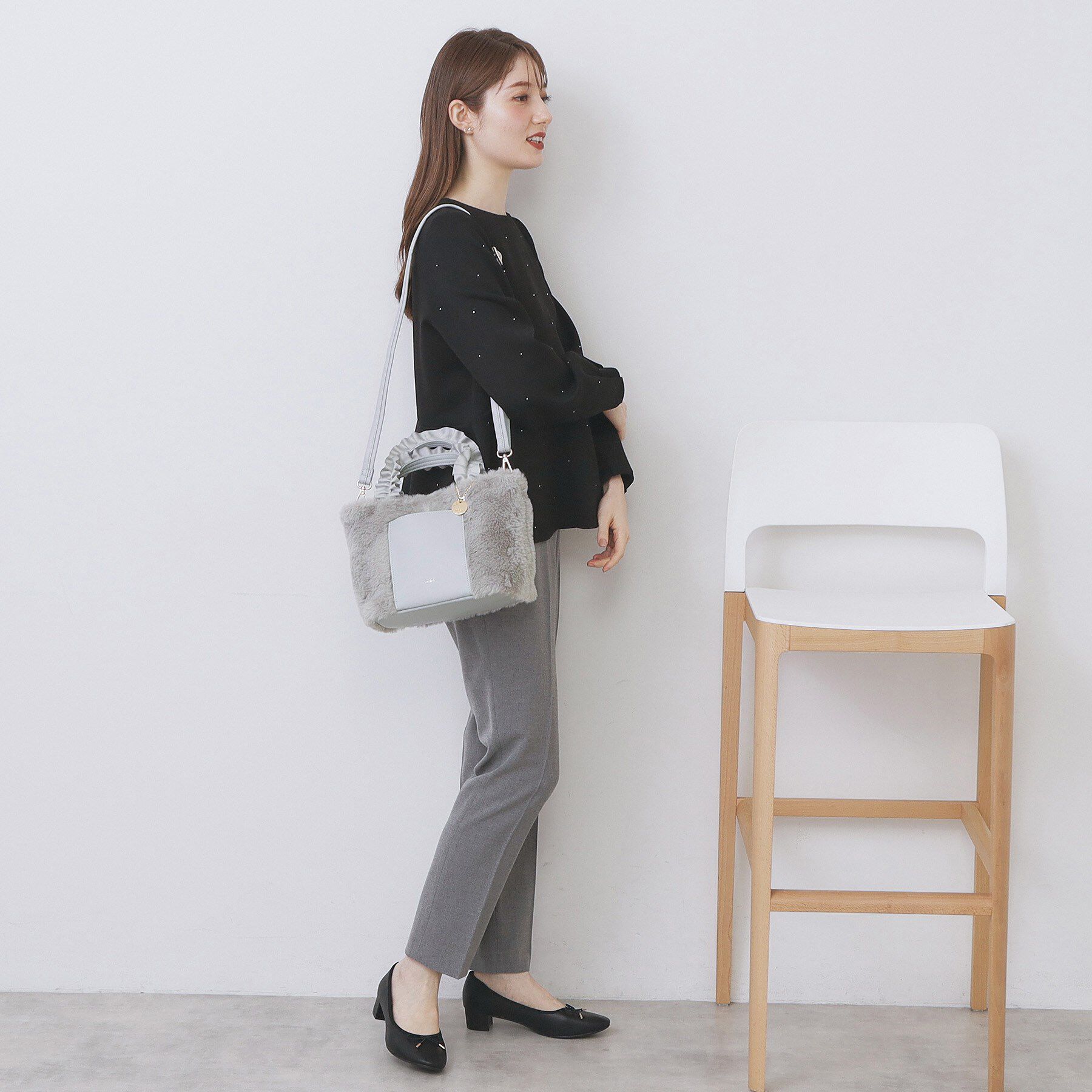 index「フリルハンドル フェイクファーミドルトートバッグ」|トートバッグ|