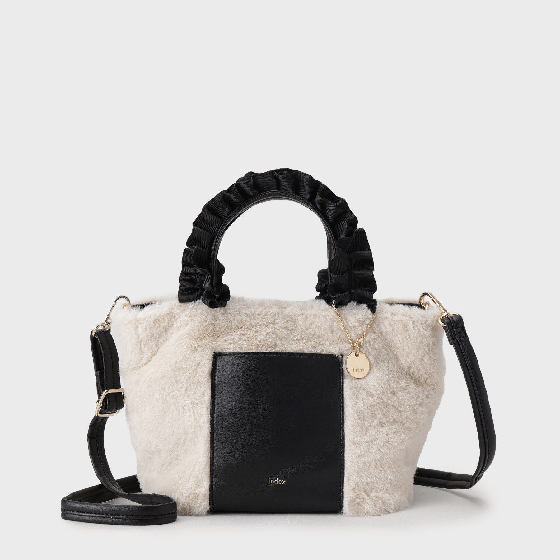 index「フリルハンドル フェイクファーミドルトートバッグ」|トートバッグ|