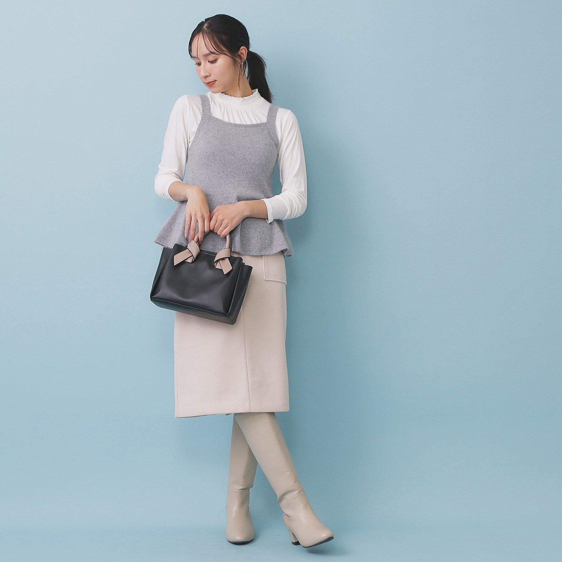 index「ペプラムニットキャミソール/アンサンブル対応【洗える】」|キャミソール|