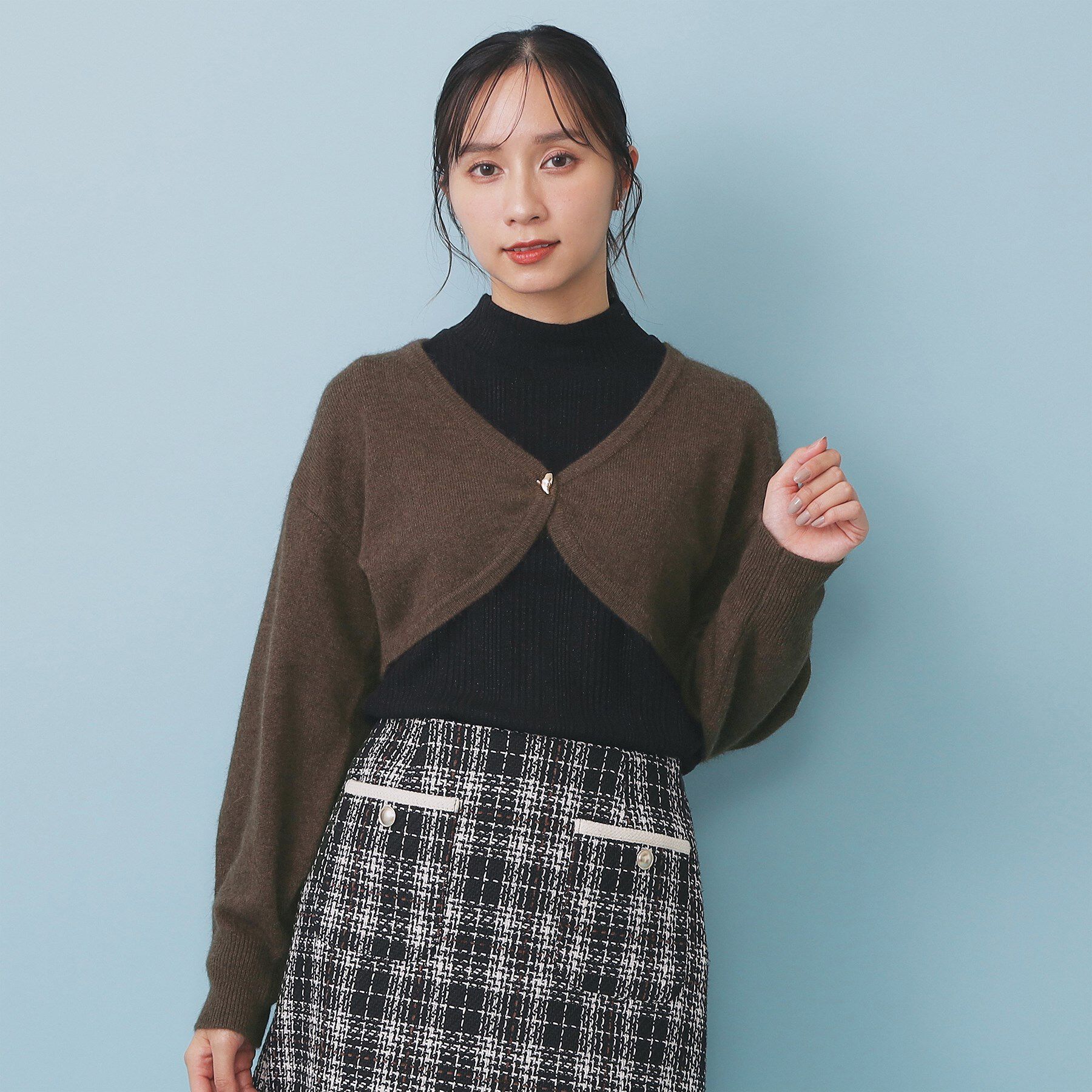 index「ハート釦ニットボレロ/アンサンブル対応【洗える】」|カーディガン|