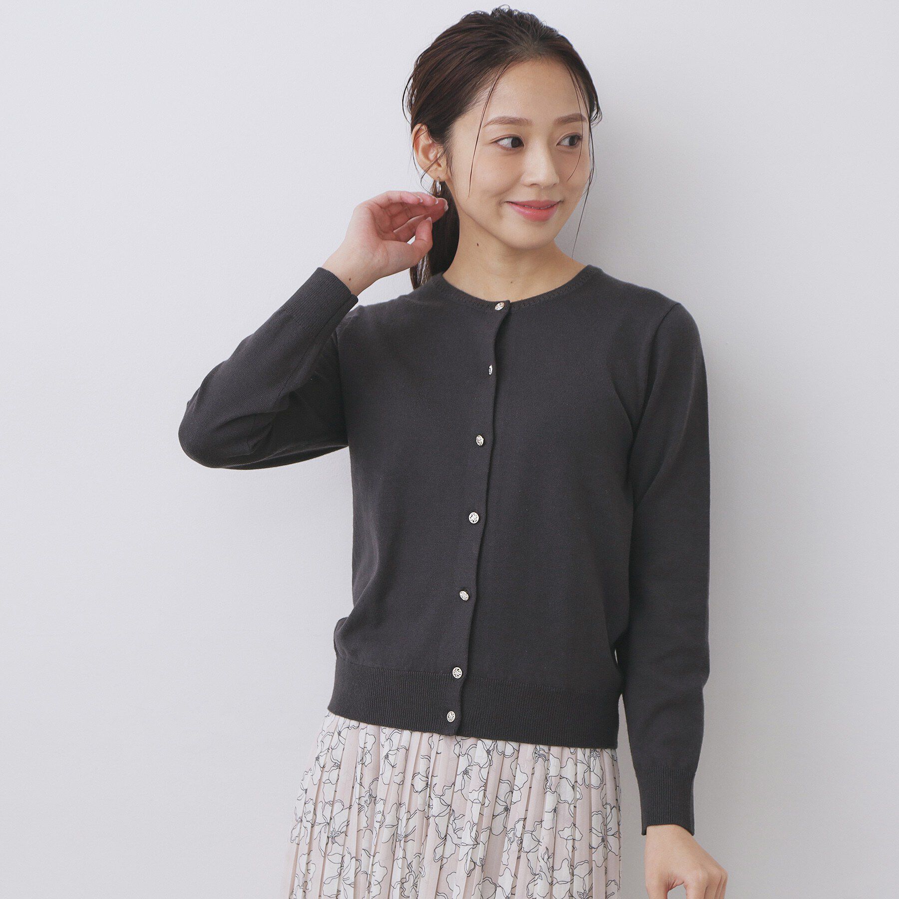 index「柄編みクルーネックカーディガン【洗濯機OK】《7col》」|カーディガン|