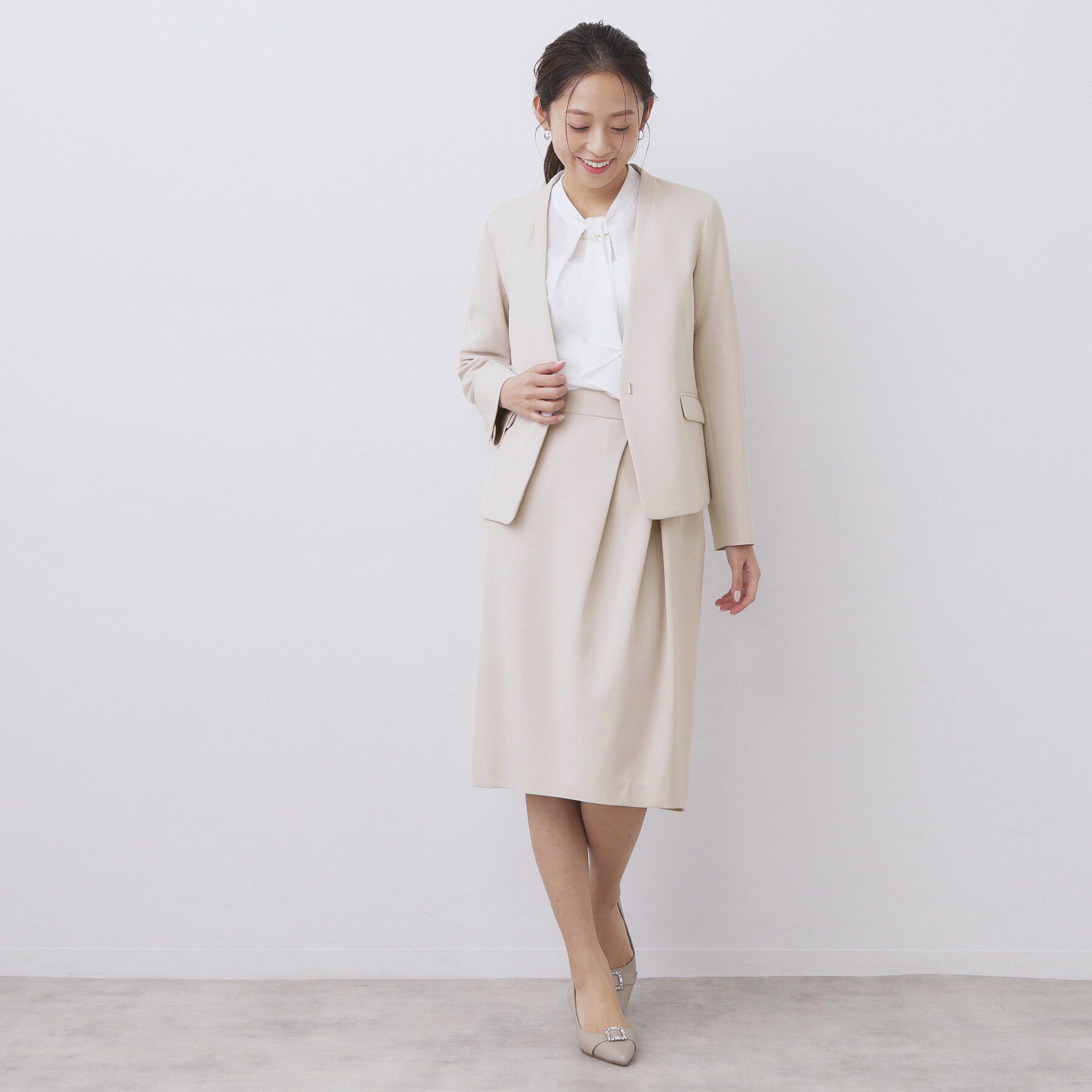 index「ストレッチノーカラージャケット/セットアップ対応【洗濯機OK/防シワ/イージーアイロン】」|ノーカラージャケット|