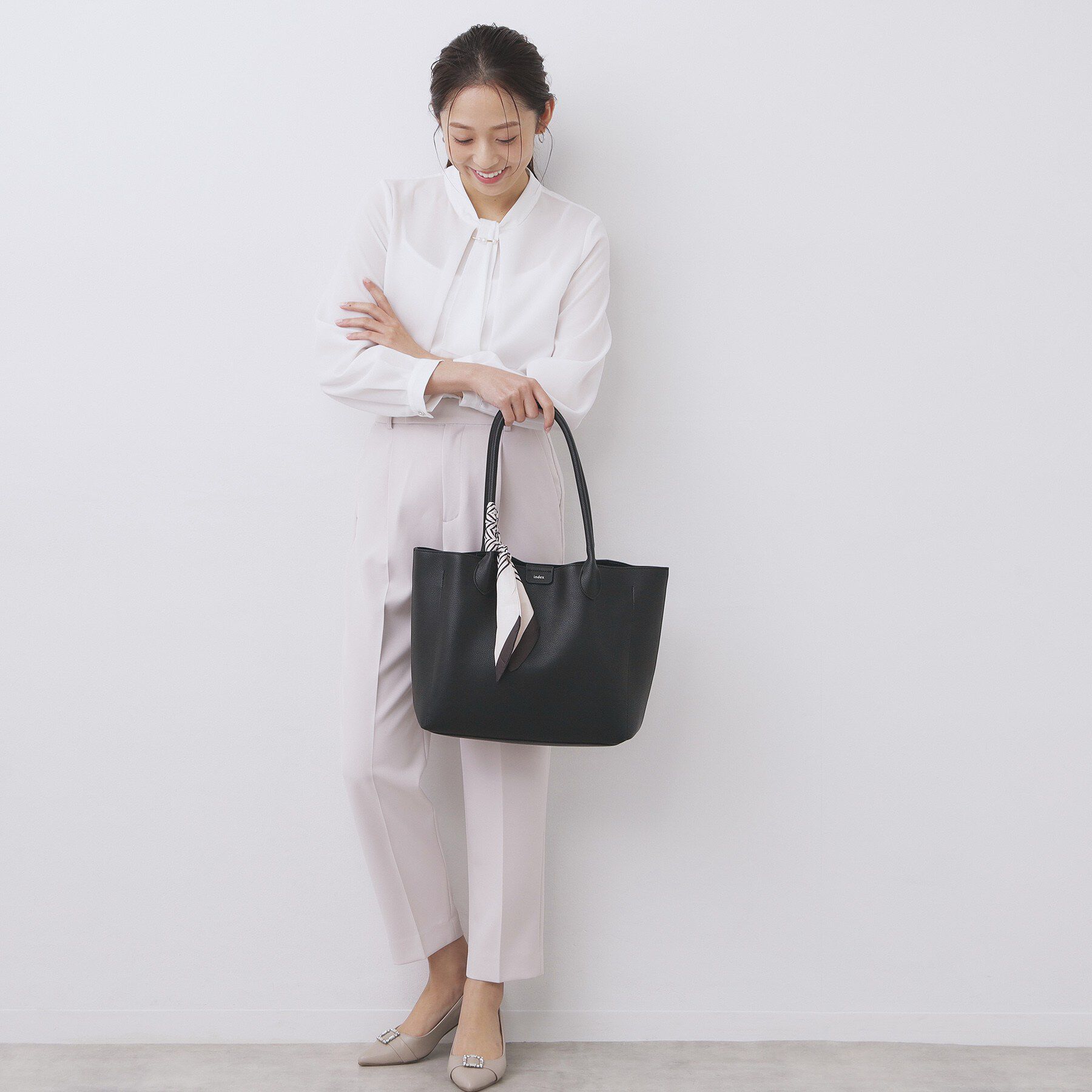 index「ストライプスカーフ付きトートバッグ【A4サイズ】」|トートバッグ|