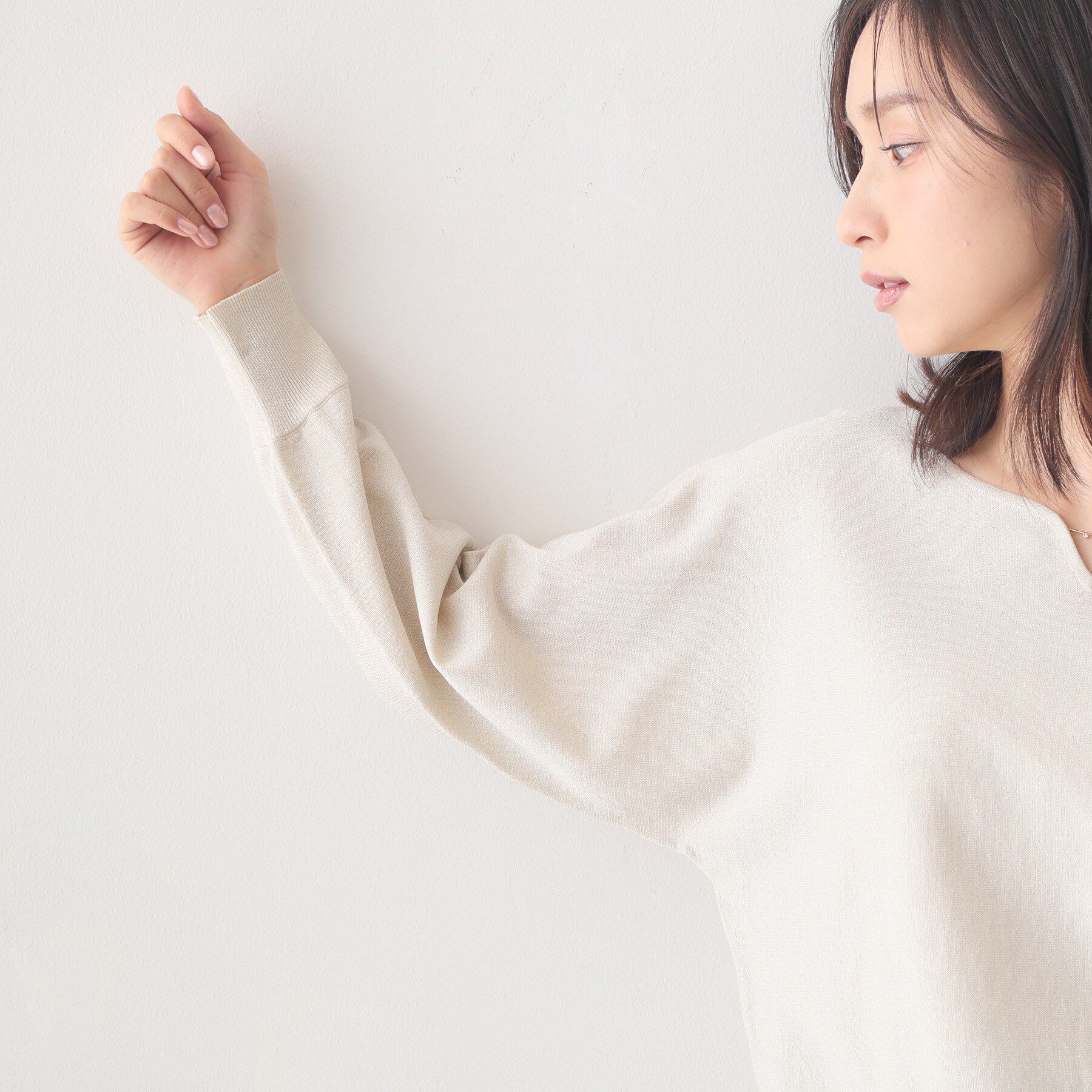 index「フロントパーツ付きドルマンスリーブニット【洗濯機OK/抗ピル】《7col》」|ニット・セーター|