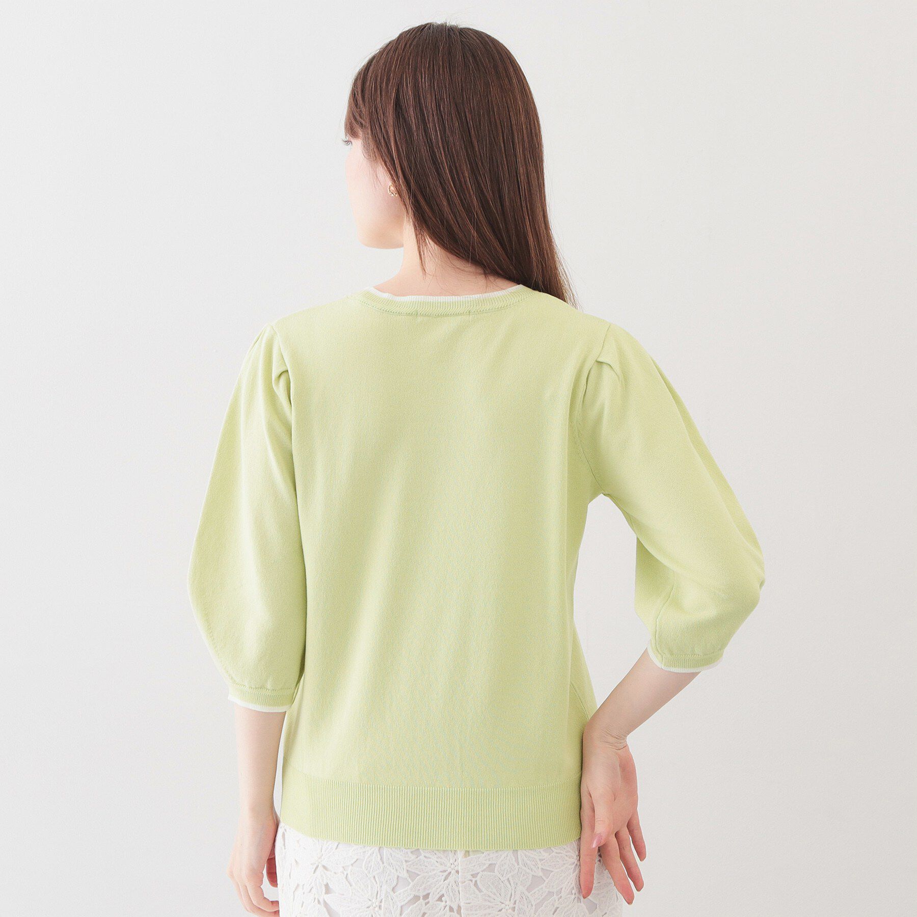 index「6分袖タックスリーブニット【洗濯機OK/UVケア】《XS～LL/9col》」|ニット・セーター|