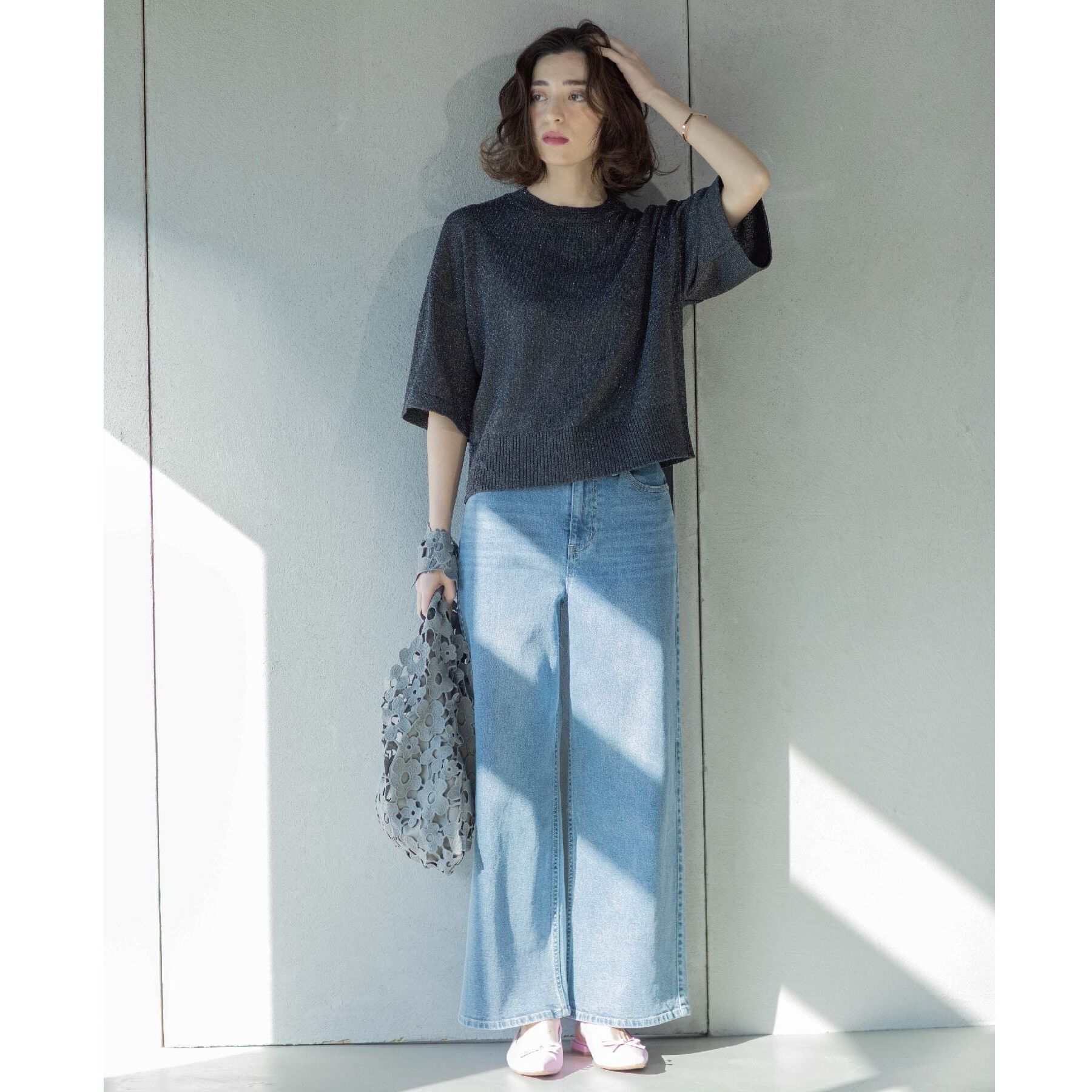 OPAQUE.CLIP「《SS-LLsize》ストレッチバギーデニム【洗濯機洗い可】」|デニム|