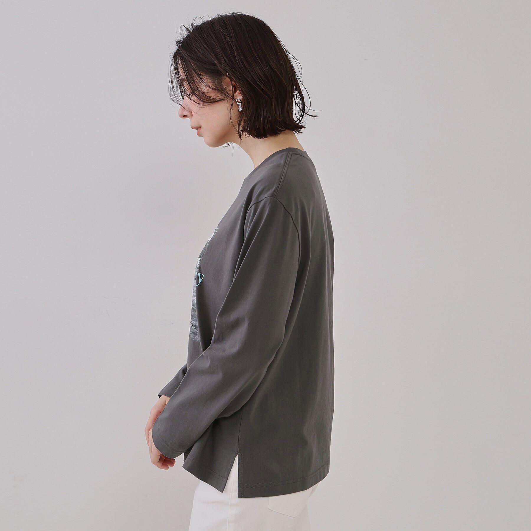 OPAQUE.CLIP「フォトプリントロングTシャツ【洗濯機洗い可】」|Tシャツ・カットソー|