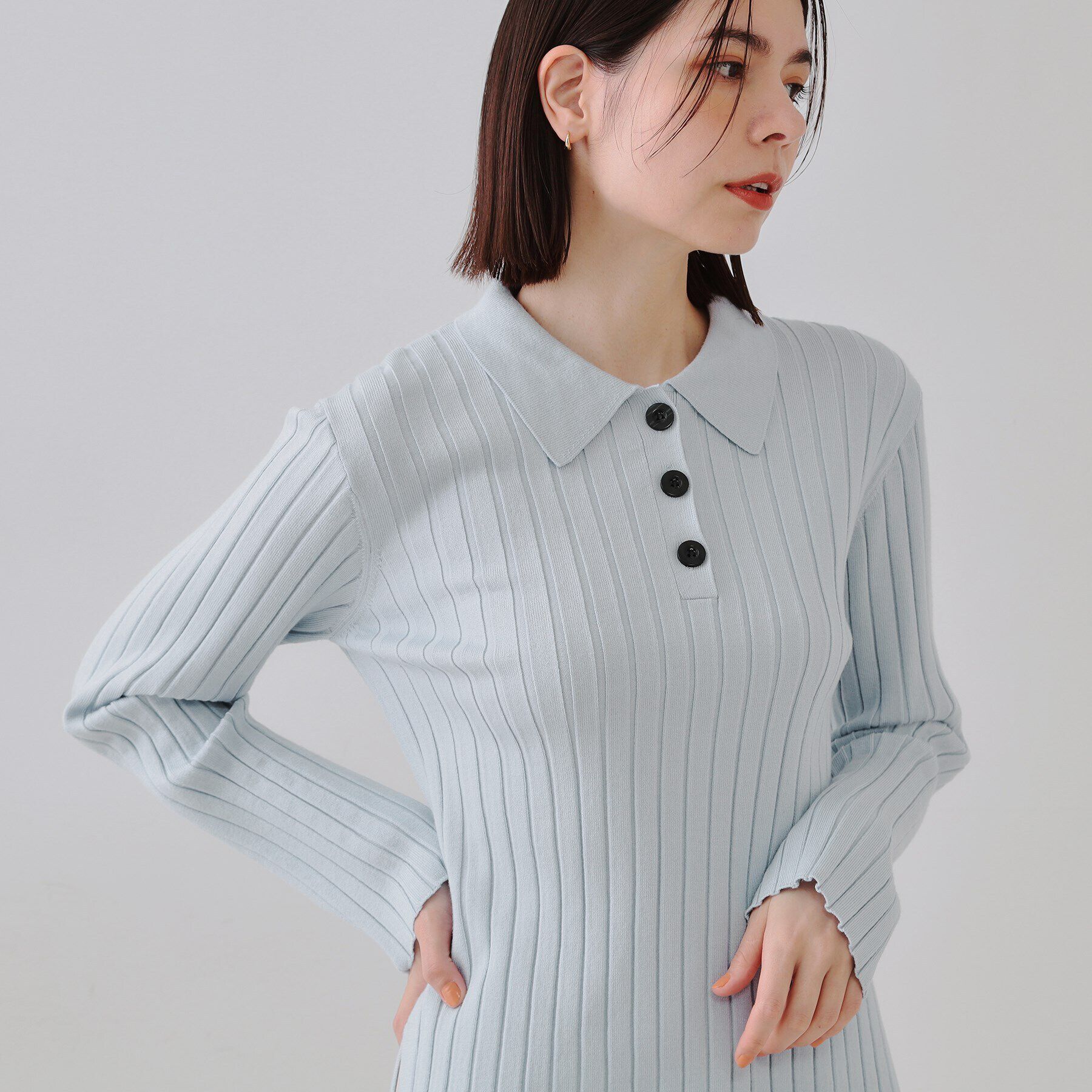 OPAQUE.CLIP「ワイドリブポロニット【洗濯機洗い可】」|ニット・セーター|