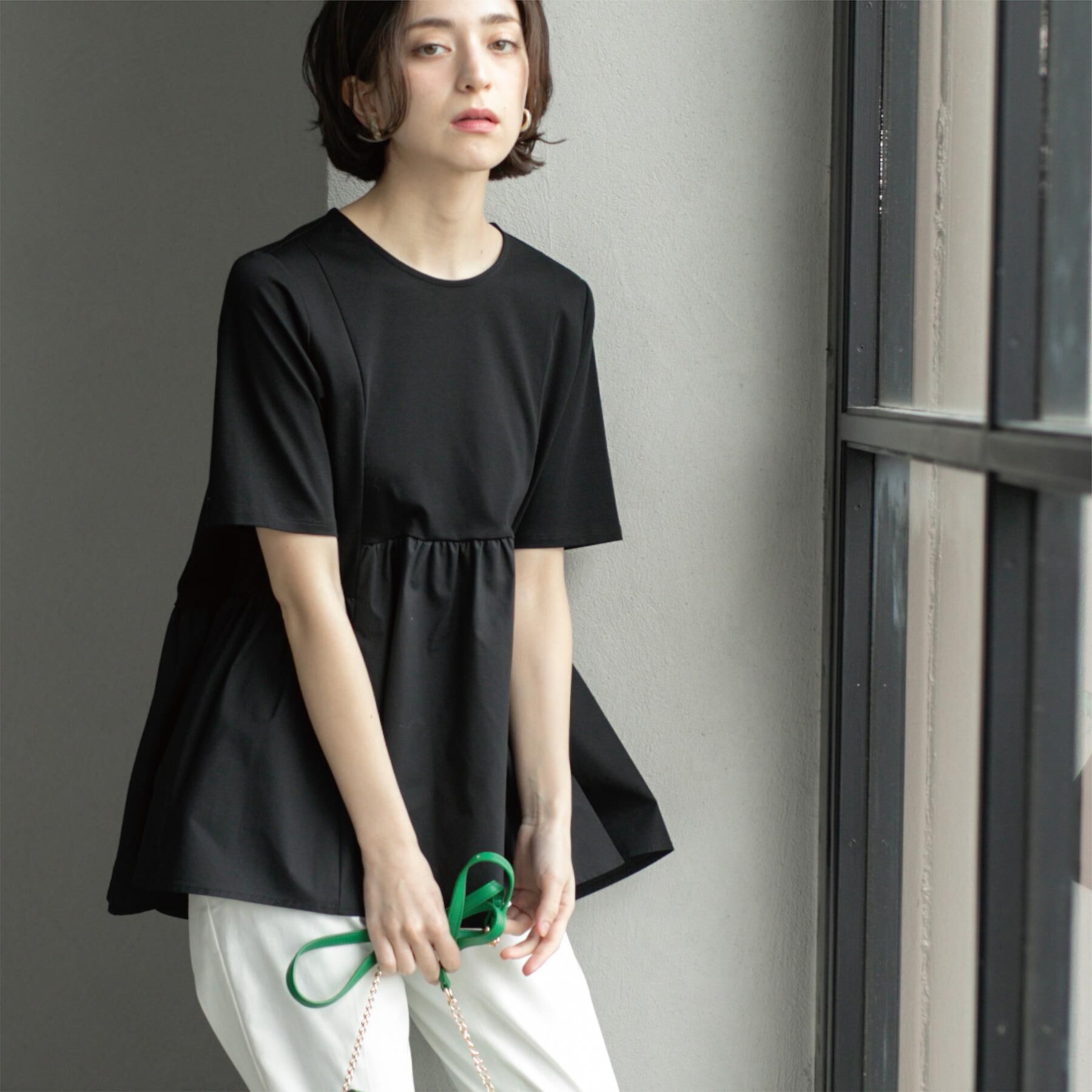 OPAQUE.CLIP「ペプラムドッキングカットソー【洗濯機洗い可】」|Tシャツ・カットソー|