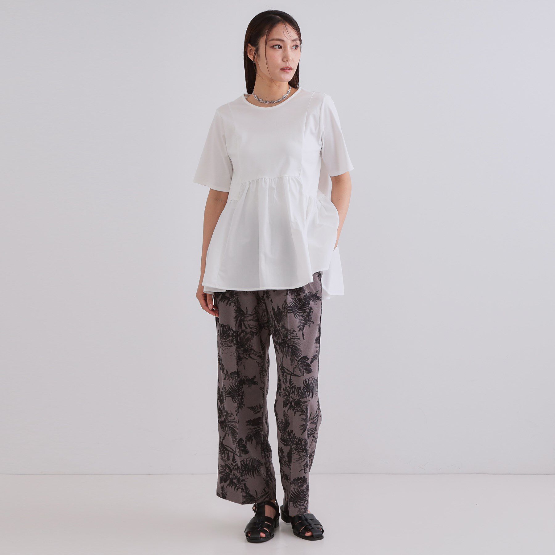 OPAQUE.CLIP「ペプラムドッキングカットソー【洗濯機洗い可】」|Tシャツ・カットソー|