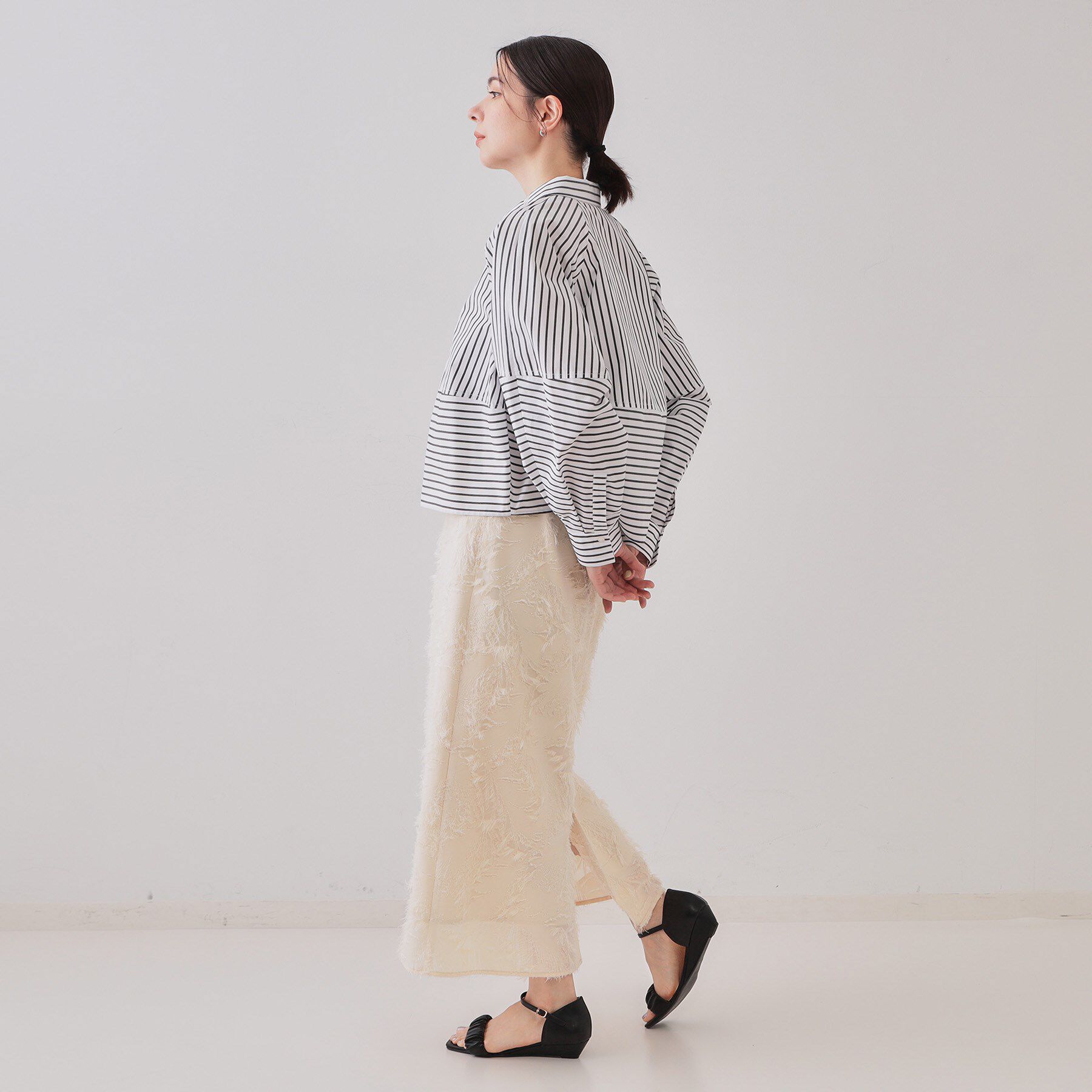 OPAQUE.CLIP「《andGIRL掲載》ストライプフォルムシャツ【洗濯機洗い可】」|シャツ・ブラウス|