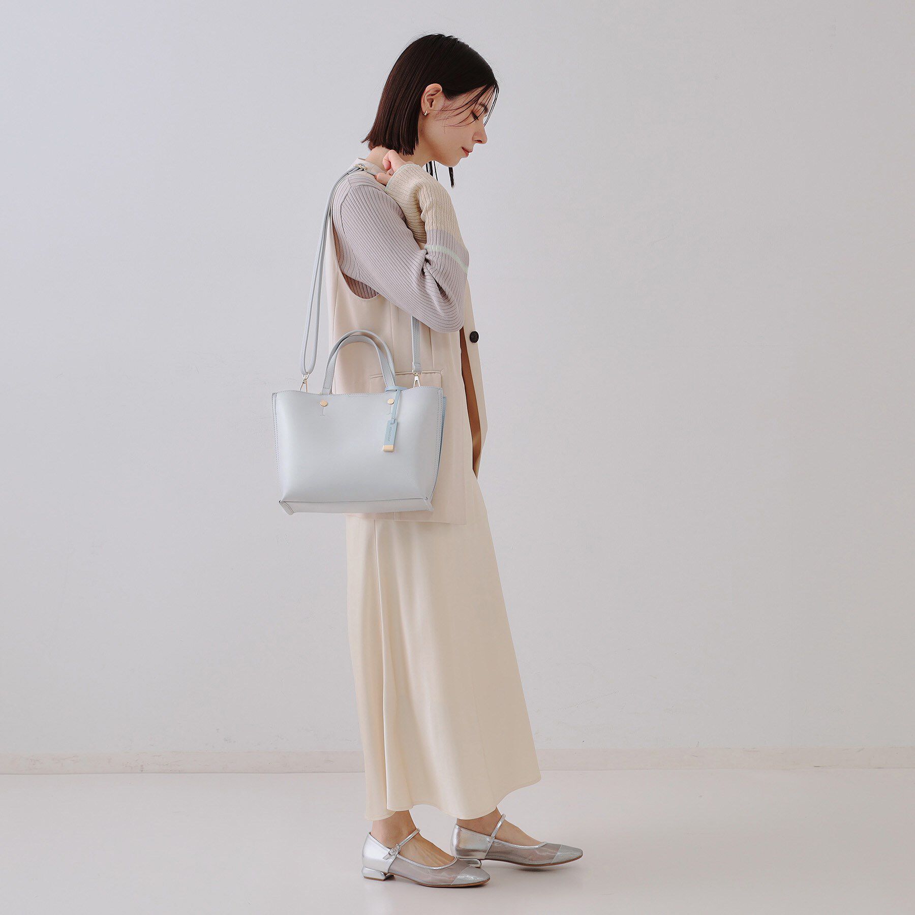 OPAQUE.CLIP「【2WAY】バイカラー3層ミドルトートバッグ」|トートバッグ|