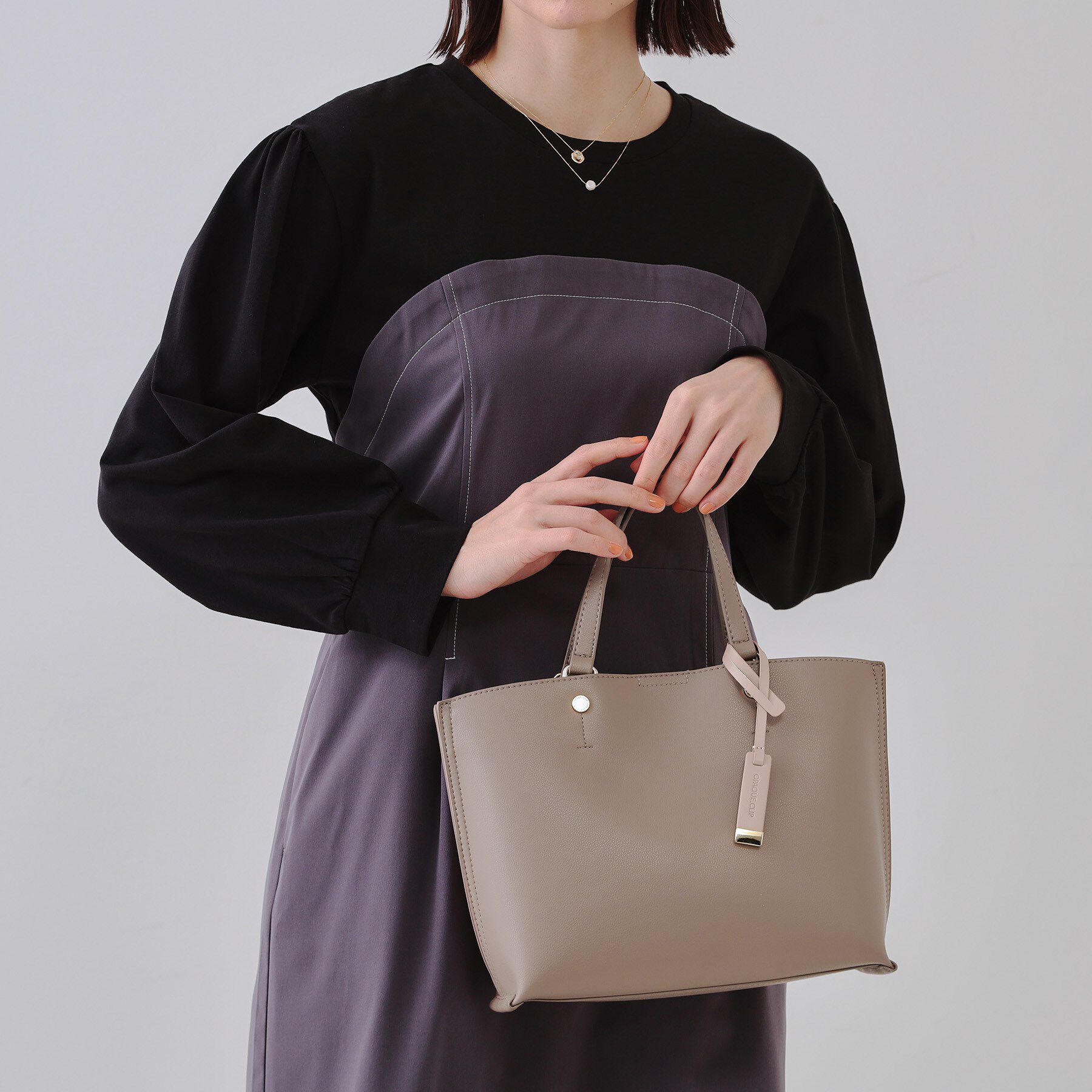 OPAQUE.CLIP「【2WAY】バイカラー3層ミドルトートバッグ」|トートバッグ|モカブラウン(842