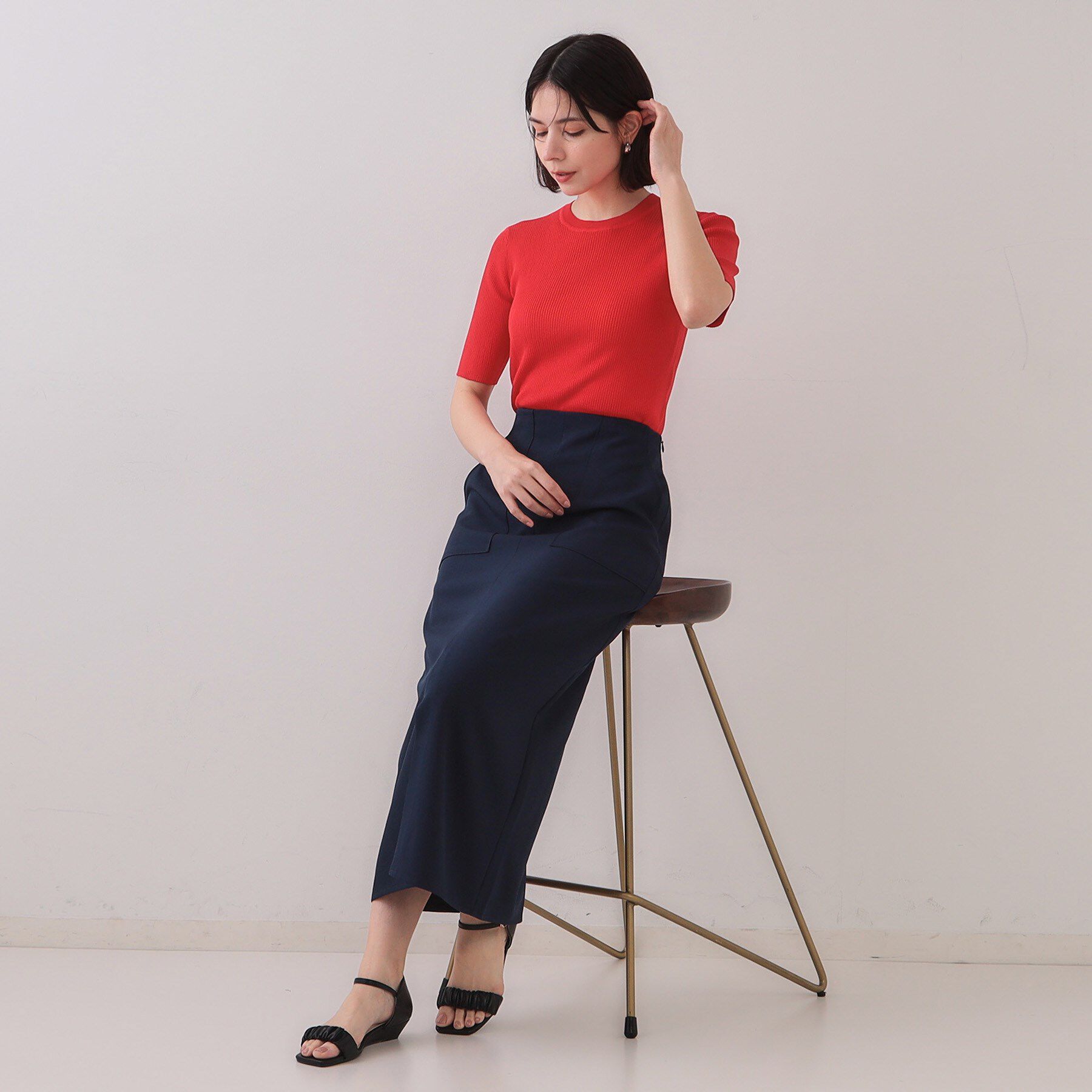 OPAQUE.CLIP「《5色展開/S-LLサイズ》リネンライクストレッチタイトスカート【洗濯機洗い可】」|スカート|