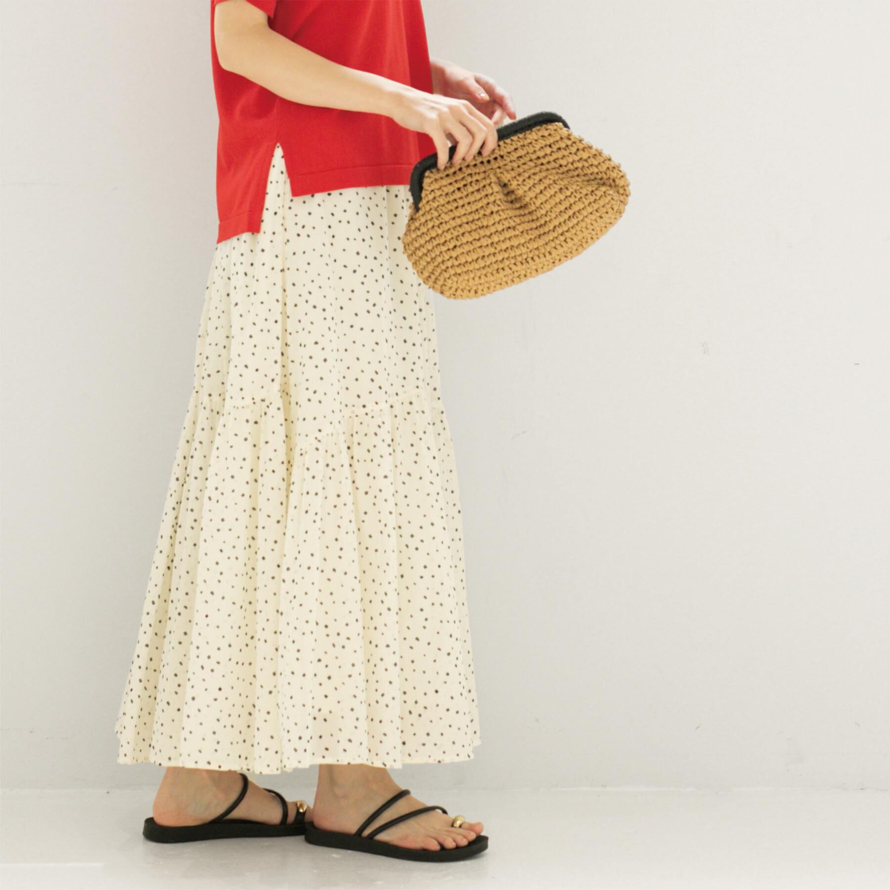 OPAQUE.CLIP「ギャザーフレアスカート/オーガニックコットン混【洗濯機洗い可】」|スカート|