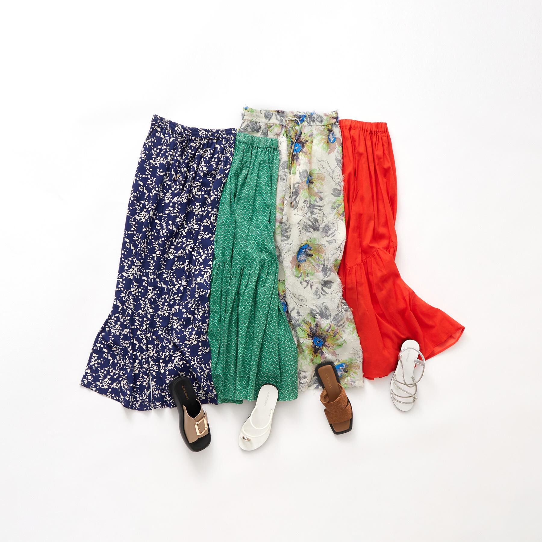 OPAQUE.CLIP「ギャザーフレアスカート/オーガニックコットン混【洗濯機洗い可】」|スカート|