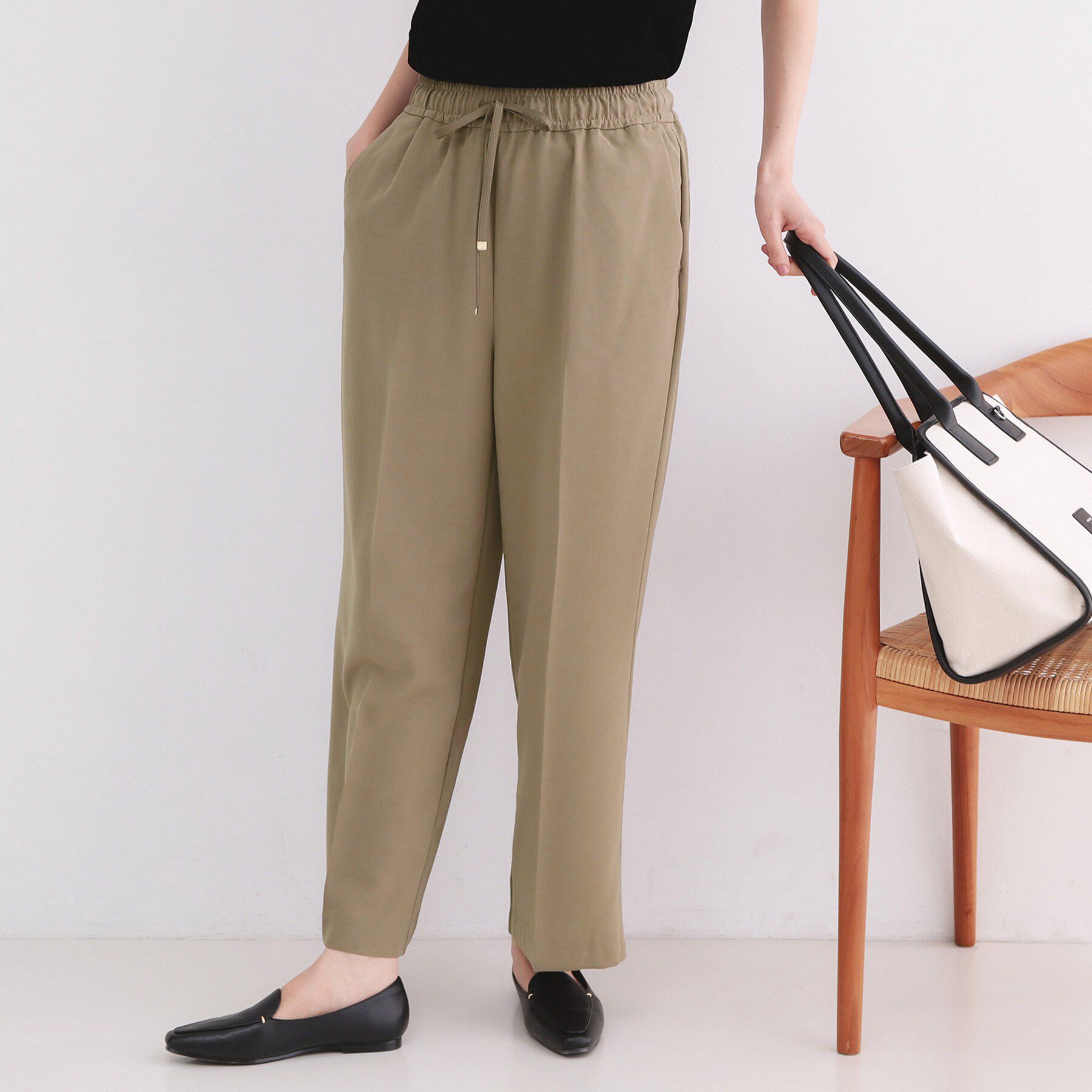 OPAQUE.CLIP「《丈が選べる/SS-LLサイズ》美脚ストレッチイージーワイドパンツ/セットアップ対応【防シワ/洗濯機」|その他|モカブラウン(842