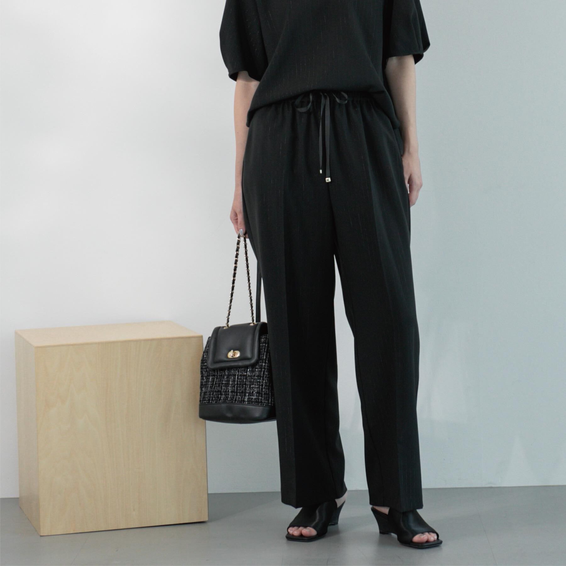 OPAQUE.CLIP「ラメストライプイージーワイドパンツ/セットアップ可【洗濯機洗い可/防シワ/吸水速乾】」|その他|