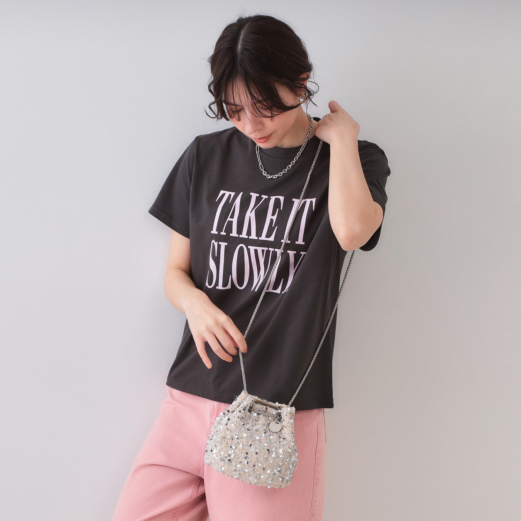 OPAQUE.CLIP「【2WAY】素材アソートシャイニー巾着ミニショルダーバッグ」|ショルダー・メッセンジャー|