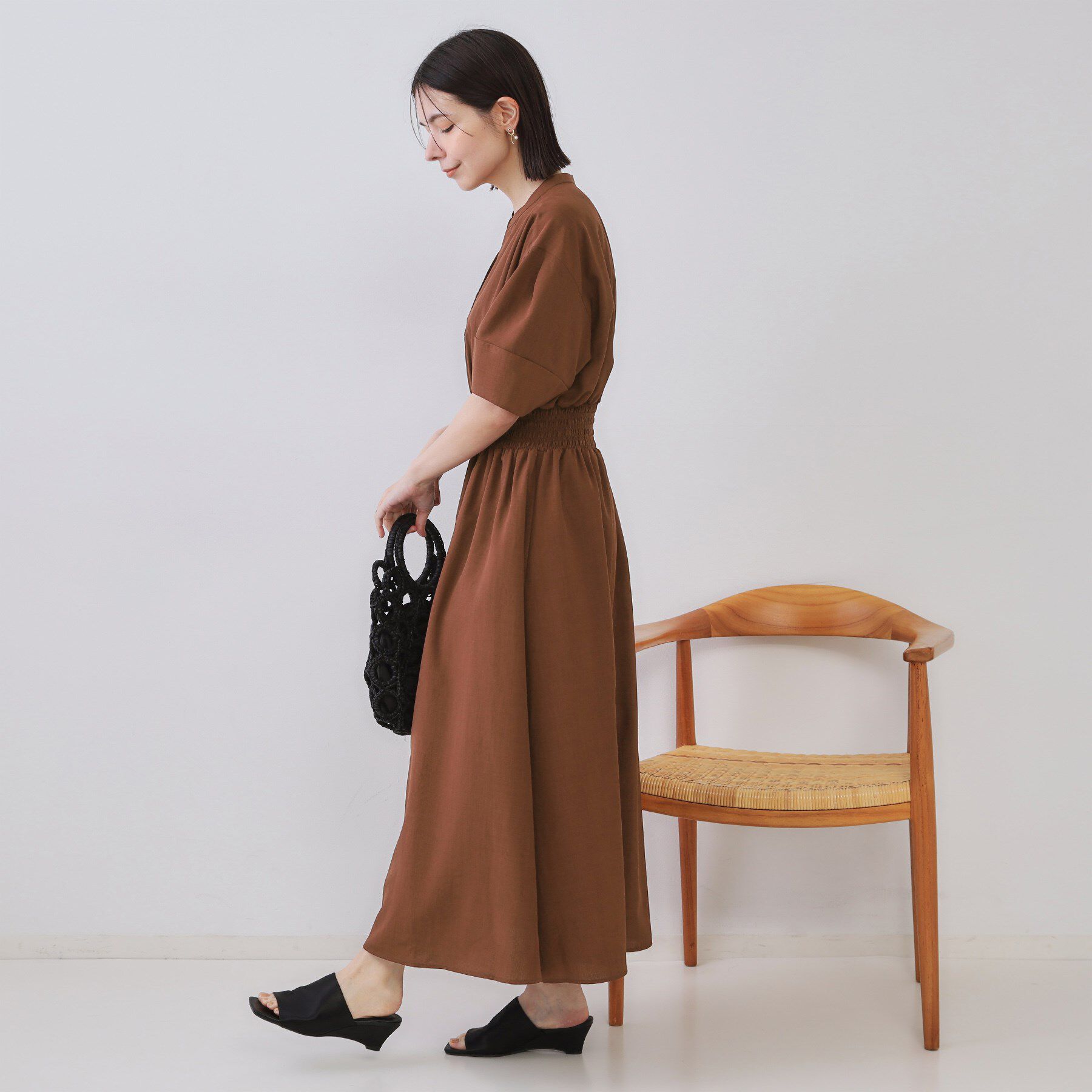 OPAQUE.CLIP「リネンライクスキッパーフィット＆フレアワンピース【洗濯機洗い可】」|ワンピース|