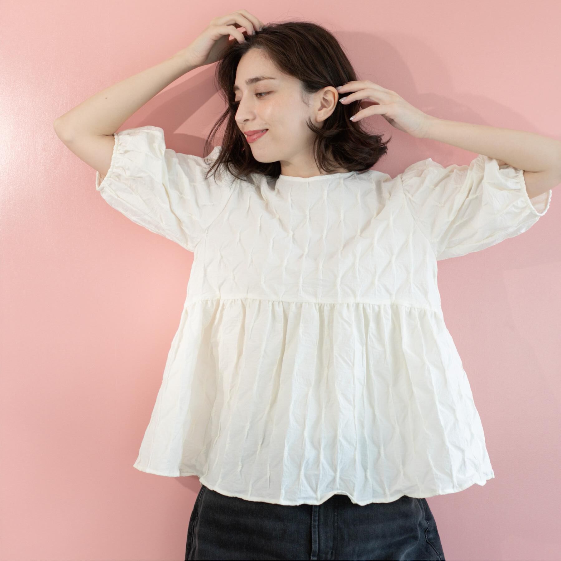 OPAQUE.CLIP「ふくれジャカードペプラムブラウス【洗濯機洗い可】」|シャツ・ブラウス|