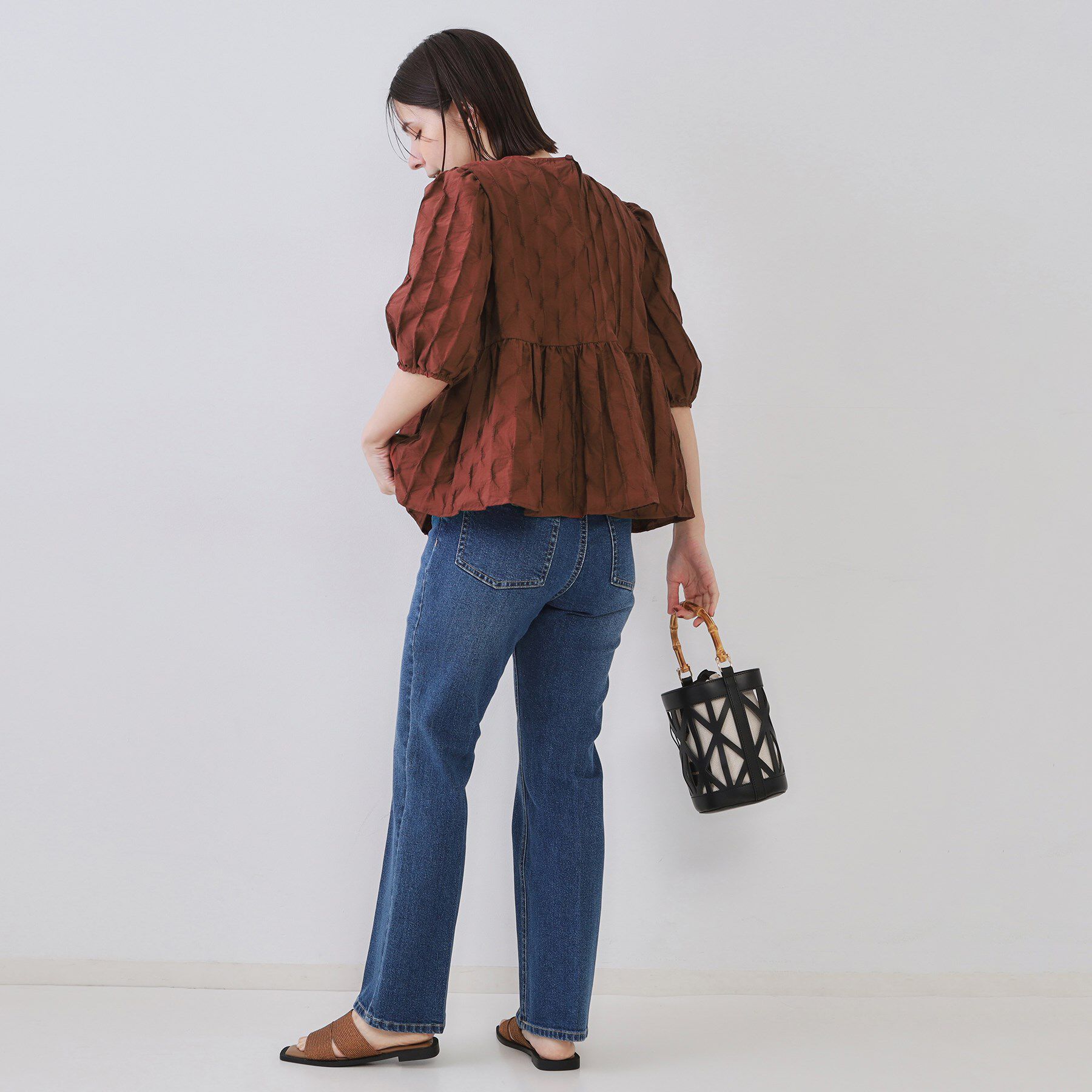 OPAQUE.CLIP「ふくれジャカードペプラムブラウス【洗濯機洗い可】」|シャツ・ブラウス|