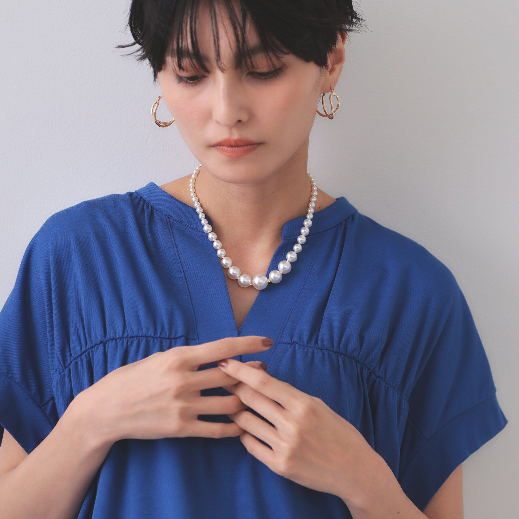 OPAQUE.CLIP「大小フェイクパールネックス」|ネックレス|