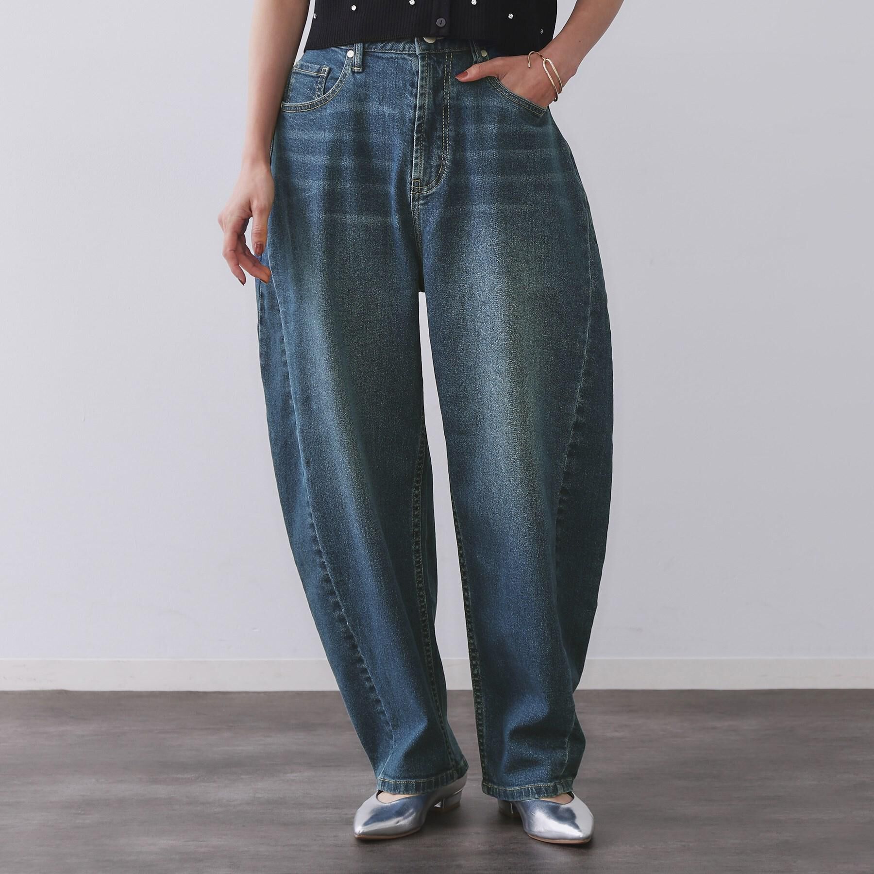 OPAQUE.CLIP「ストレッチバレルレッグデニム【洗濯機洗い可】」|デニム|