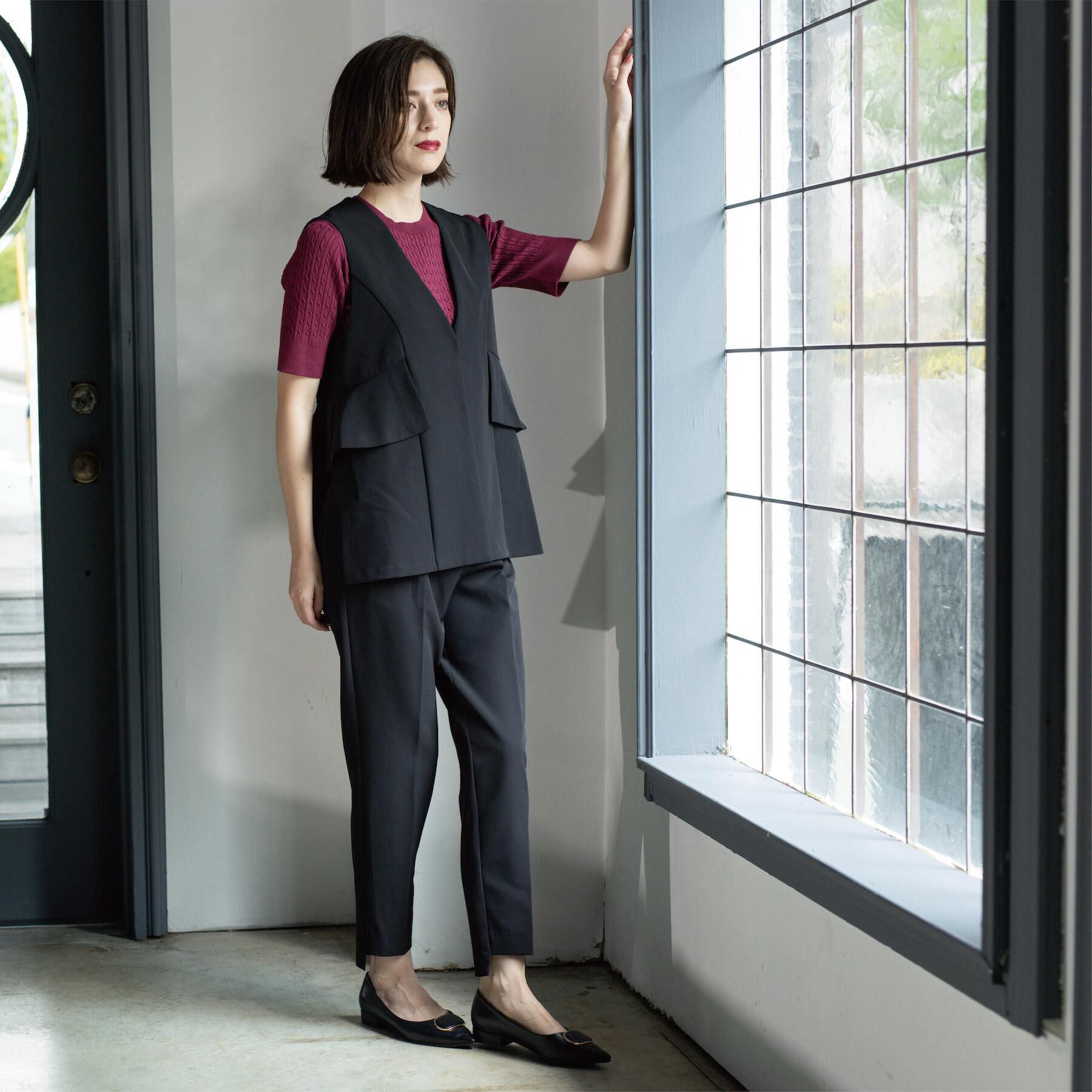 OPAQUE.CLIP「フリルペプラムジレ/セットアップ対応可【洗濯機洗い可】」|ベスト・ジレ|