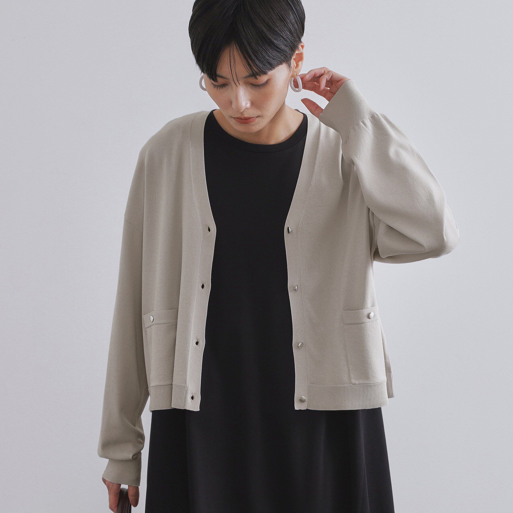 OPAQUE.CLIP「リラクシーVネックニットカーディガン【UVケア/接触冷感/洗濯機洗い可/抗ピル】」|カーディガン|