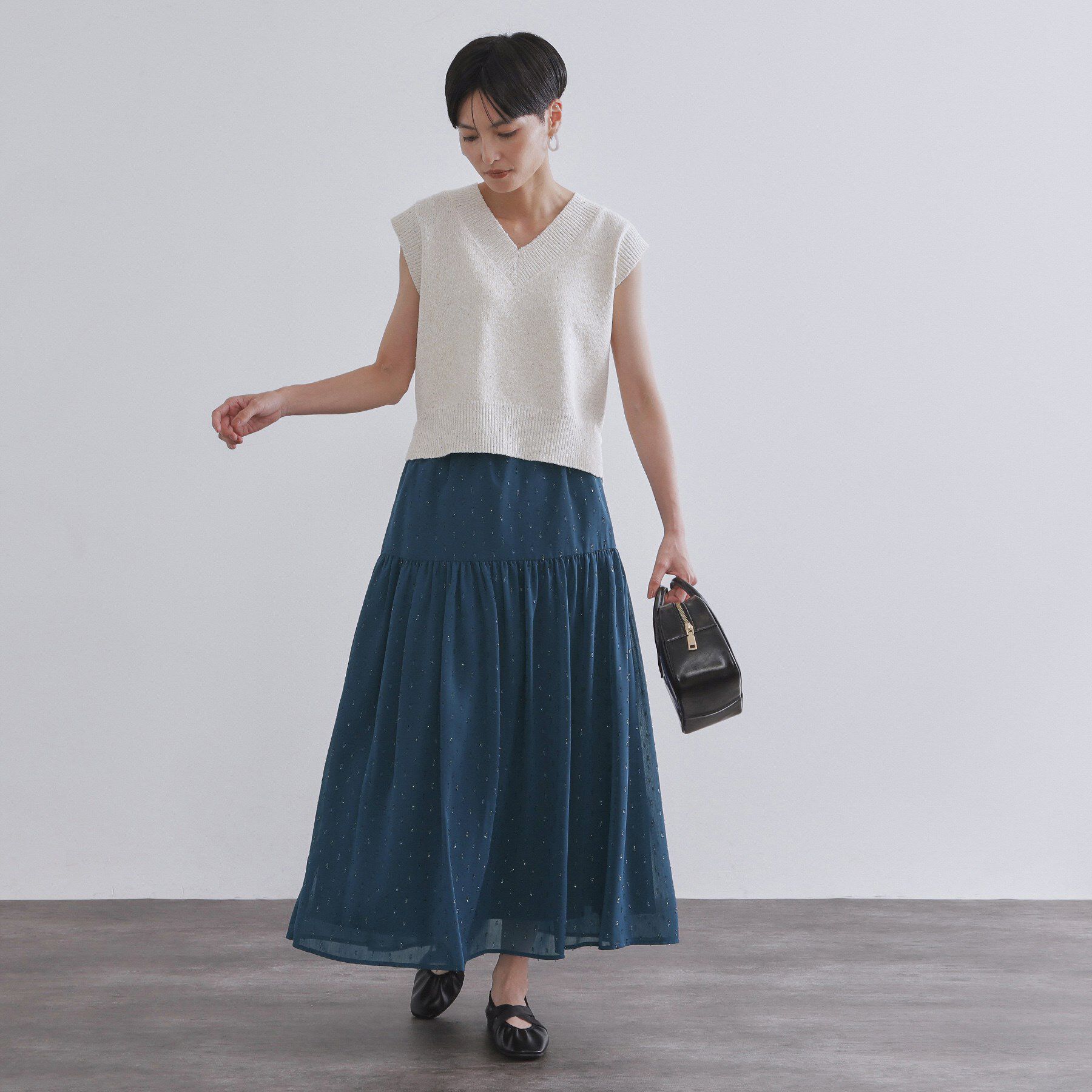 OPAQUE.CLIP「ラメドットイージーティアードスカート【洗濯機洗い可】」|スカート|
