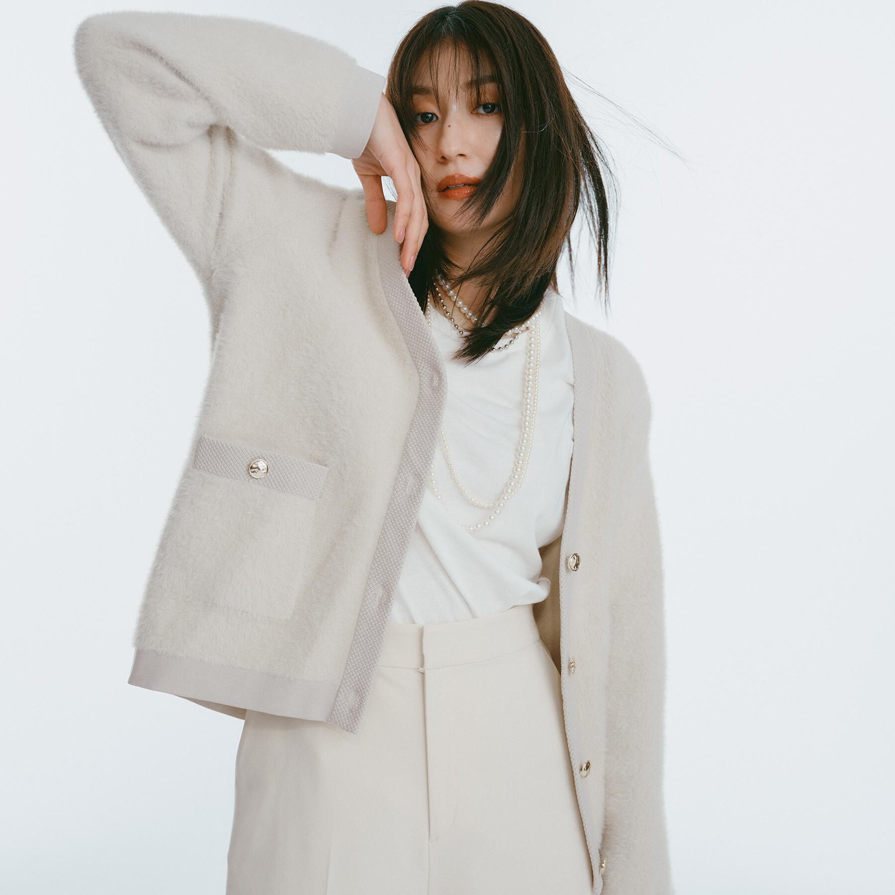 OPAQUE.CLIP「フェザーヤーンカーディガン【洗濯機OK/抗ピル】」|カーディガン|