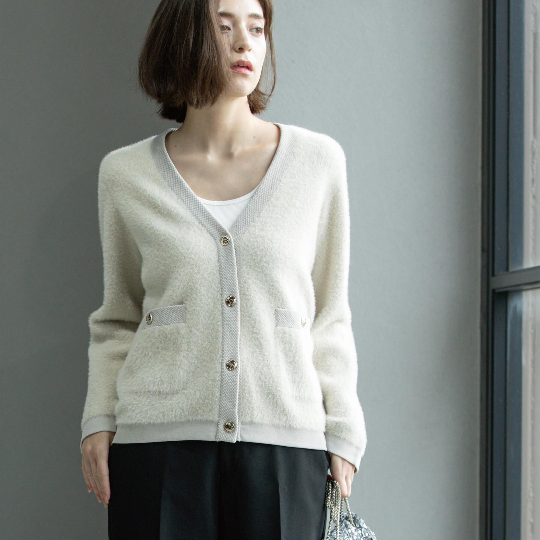 OPAQUE.CLIP「フェザーヤーンカーディガン【洗濯機OK/抗ピル】」|カーディガン|