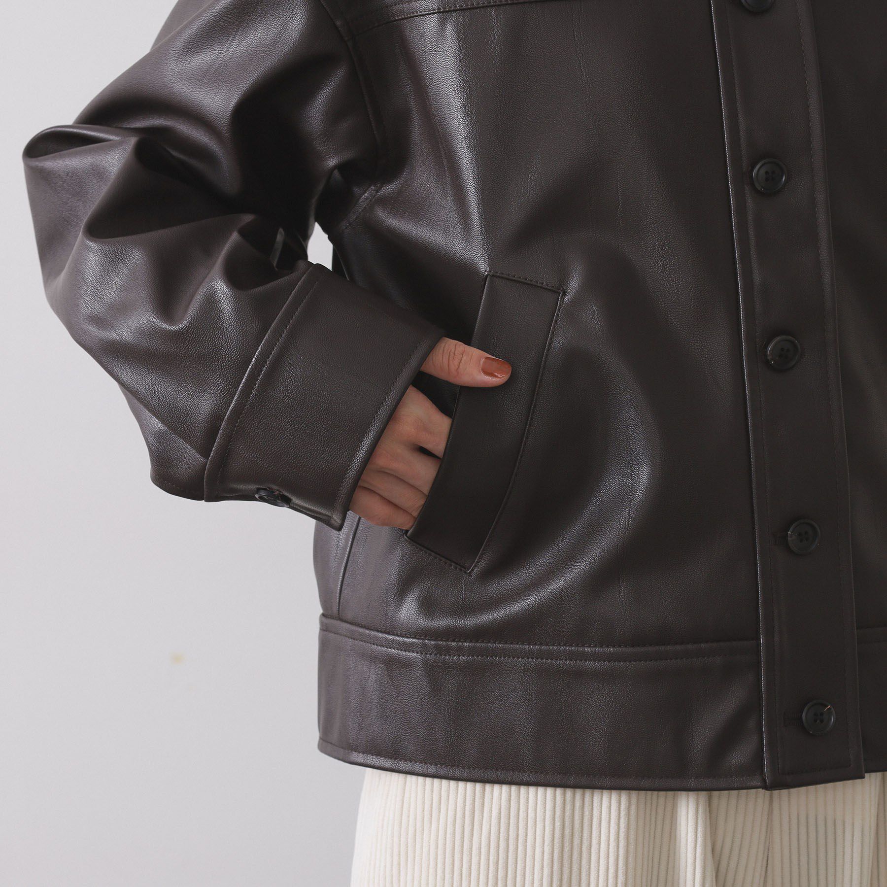 OPAQUE.CLIP「シンセティックレザー調ブルゾン【洗える】」|ブルゾン・スタジャン|