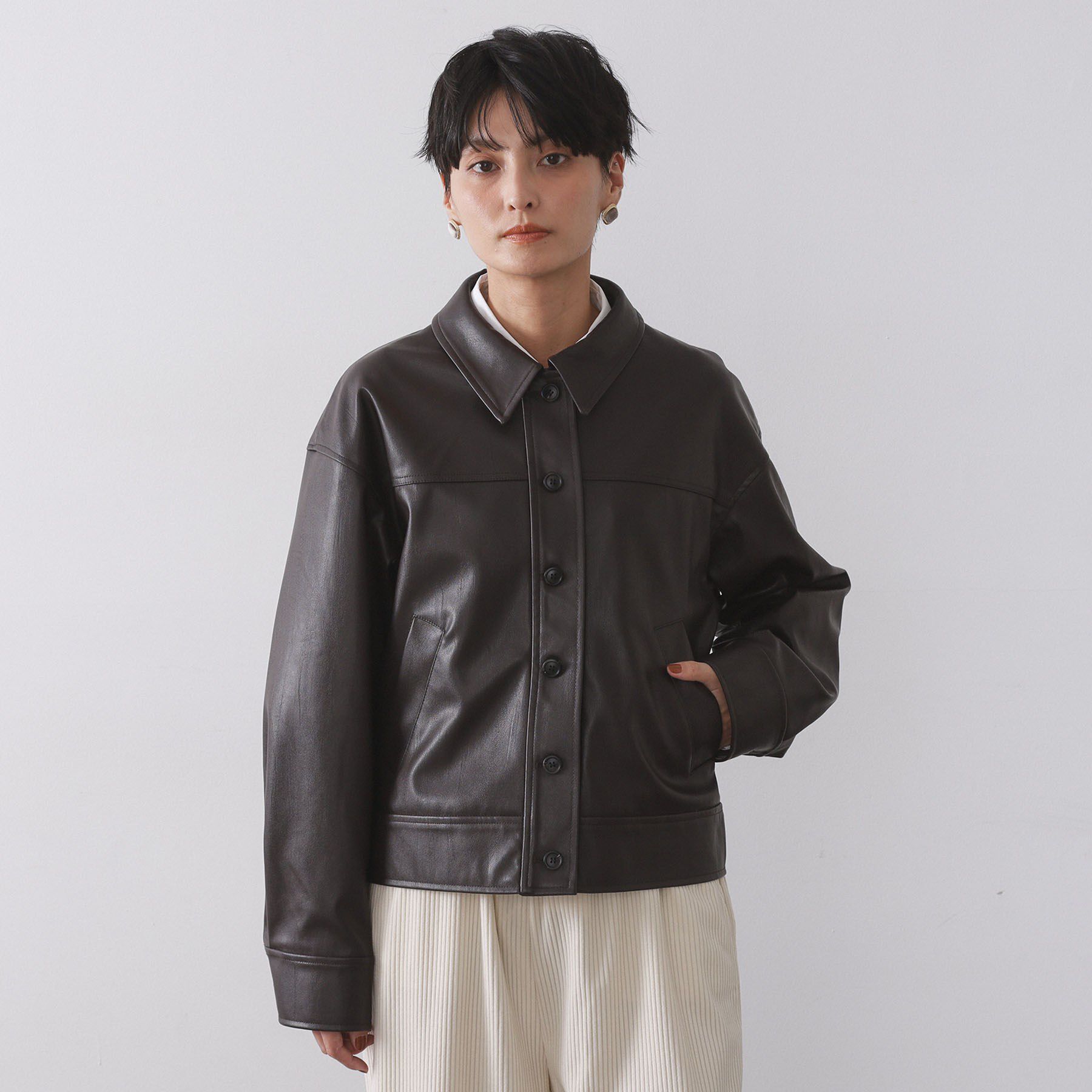 OPAQUE.CLIP「シンセティックレザー調ブルゾン【洗える】」|ブルゾン・スタジャン|