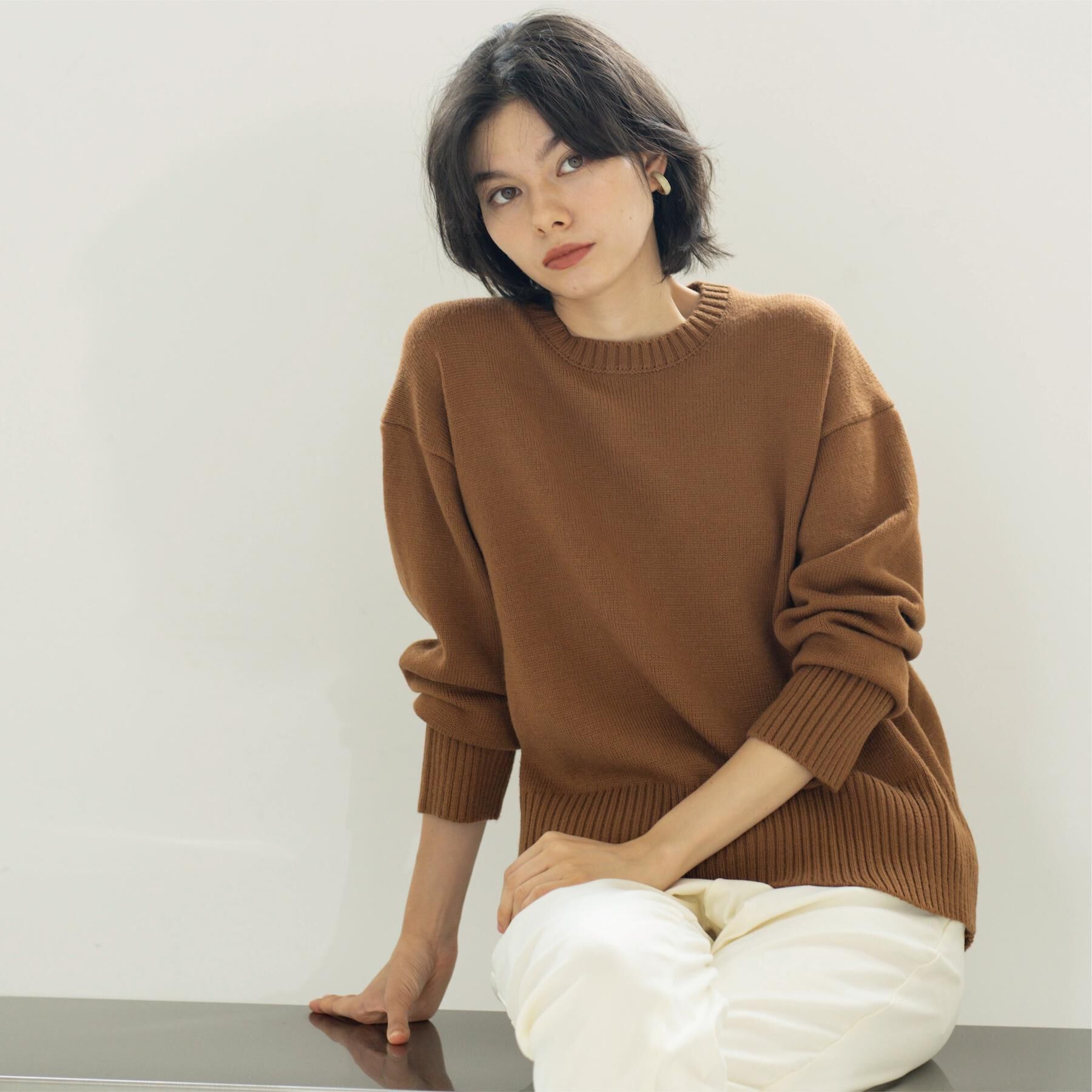 OPAQUE.CLIP「バックボタンリラクシーニット【洗濯機OK】」|ニット・セーター|