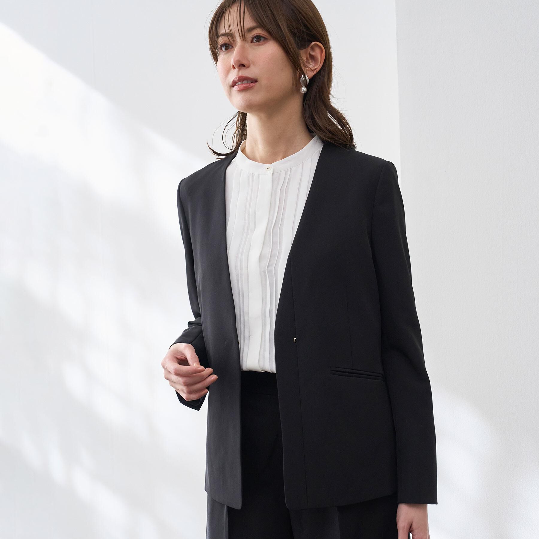 OPAQUE.CLIP「≪通勤・セレモニー対応≫ タックブラウス【洗濯機OK】」|シャツ・ブラウス|