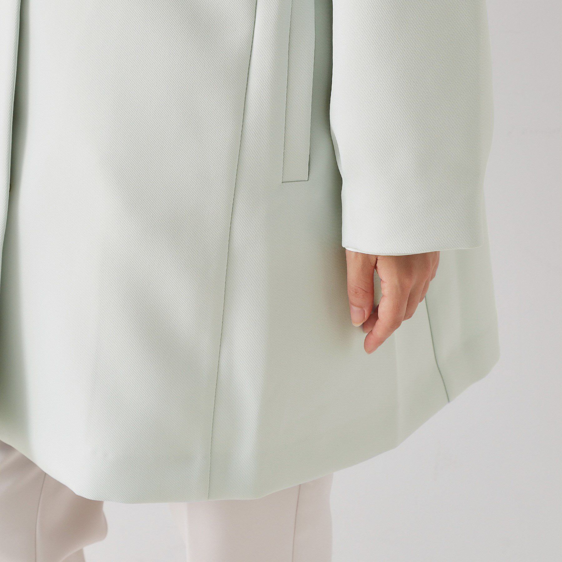 OPAQUE.CLIP「フォルムスリーブミドルコート【洗濯機OK】」|ノーカラーコート|