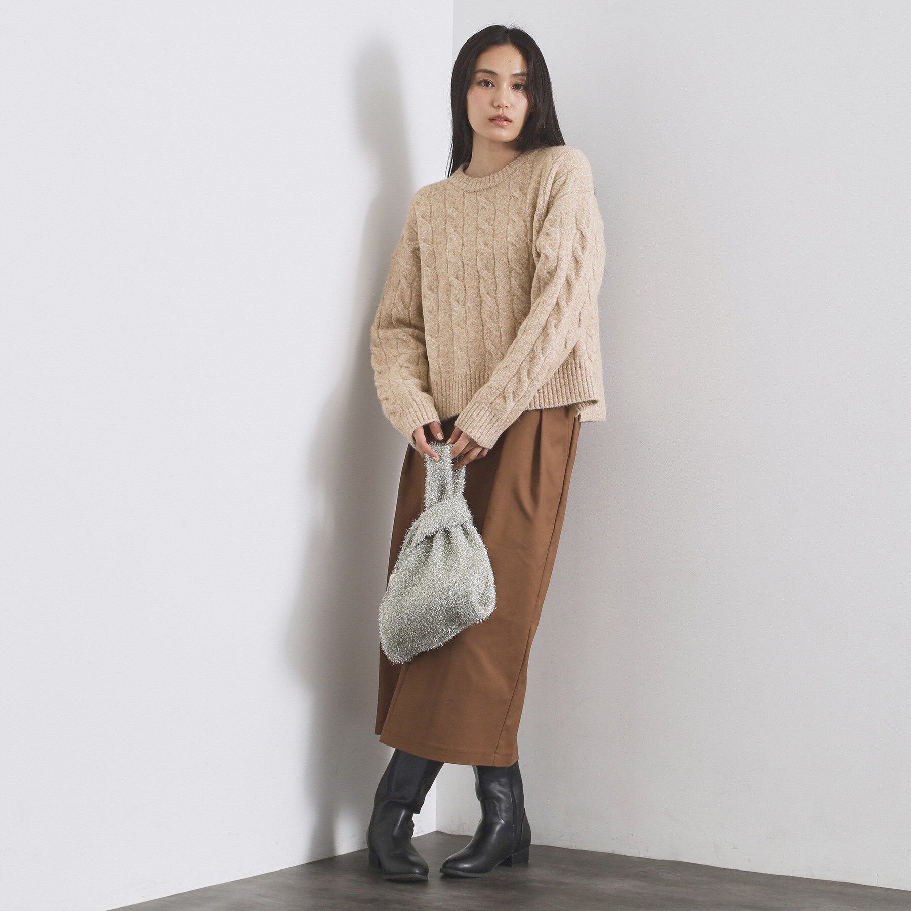 OPAQUE.CLIP「MIXミドルゲージケーブルニット【洗濯機OK】」|ニット・セーター|