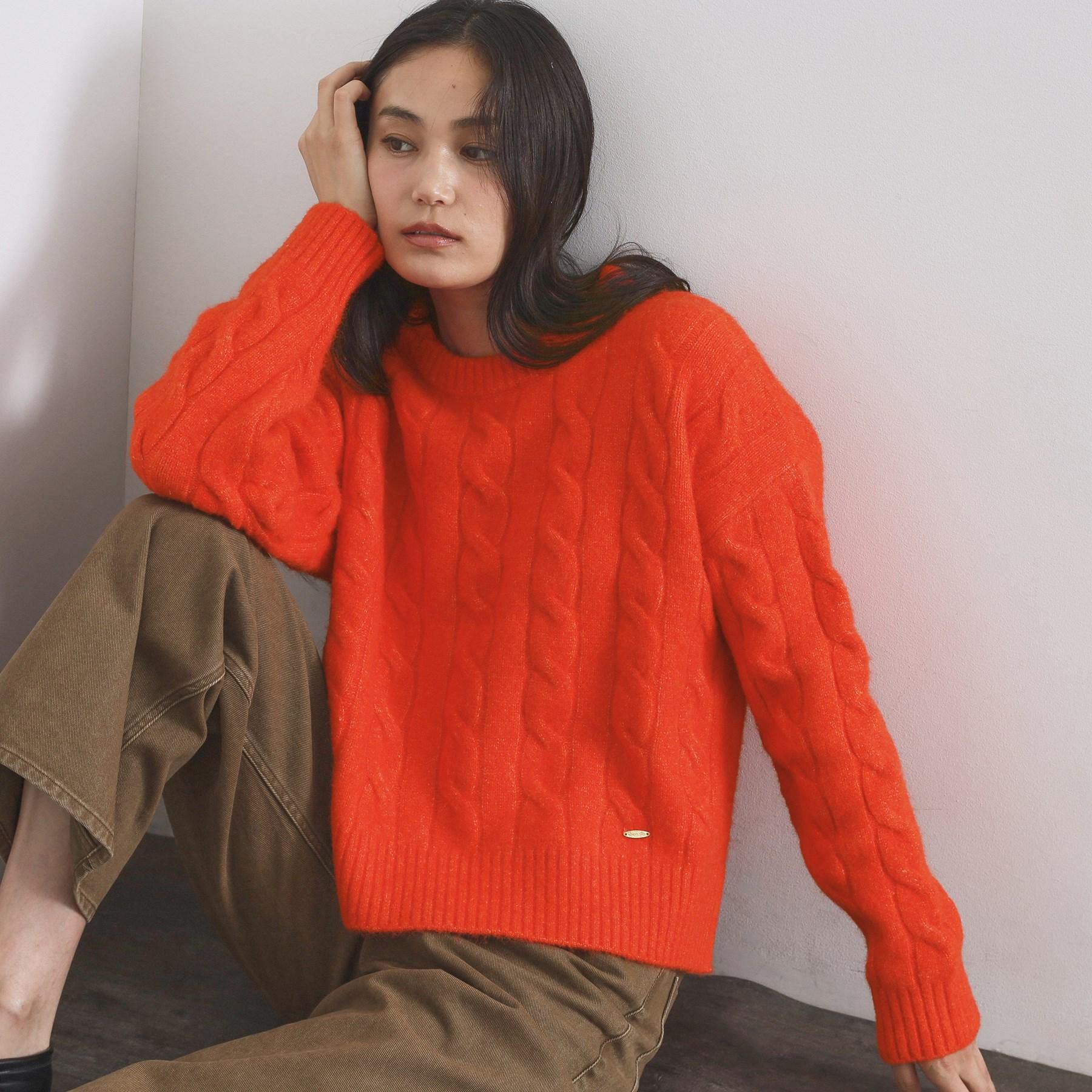 OPAQUE.CLIP「MIXミドルゲージケーブルニット【洗濯機OK】」|ニット・セーター|