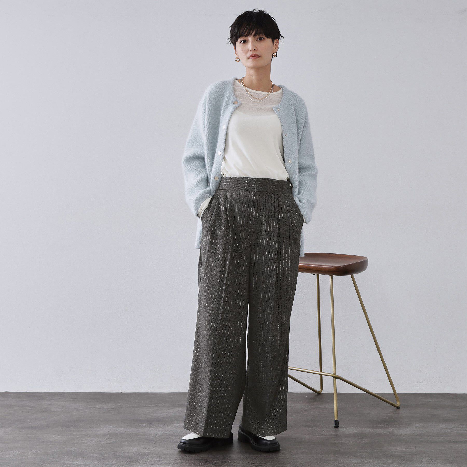 OPAQUE.CLIP「ラメストライプワイドパンツ【洗濯機OK】」|その他|